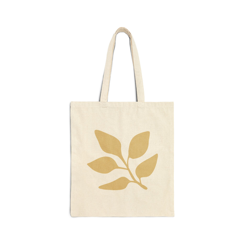 Botanical Minimalist Canvas Tote — Yellow Leaf Floral Market Bag