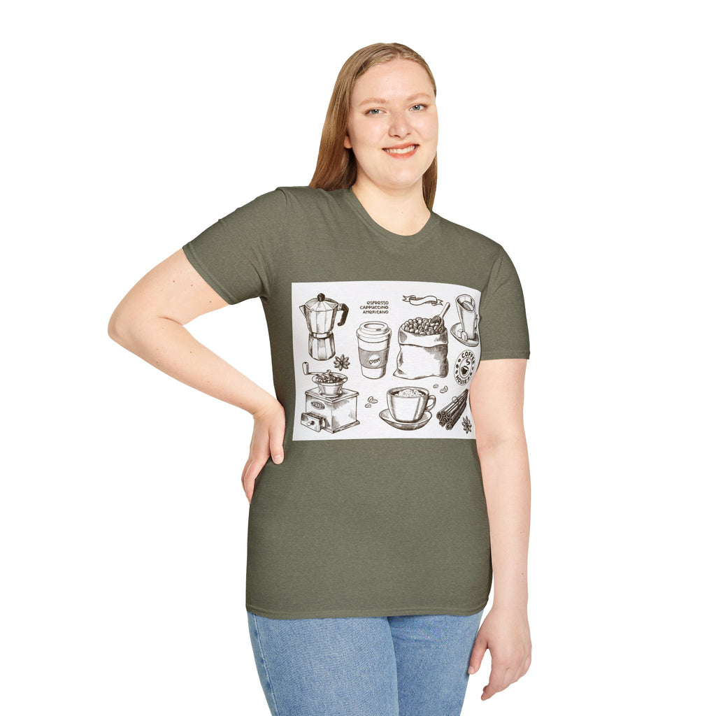 Coffee Lover T-Shirt — Chic Sketched Coffee Design