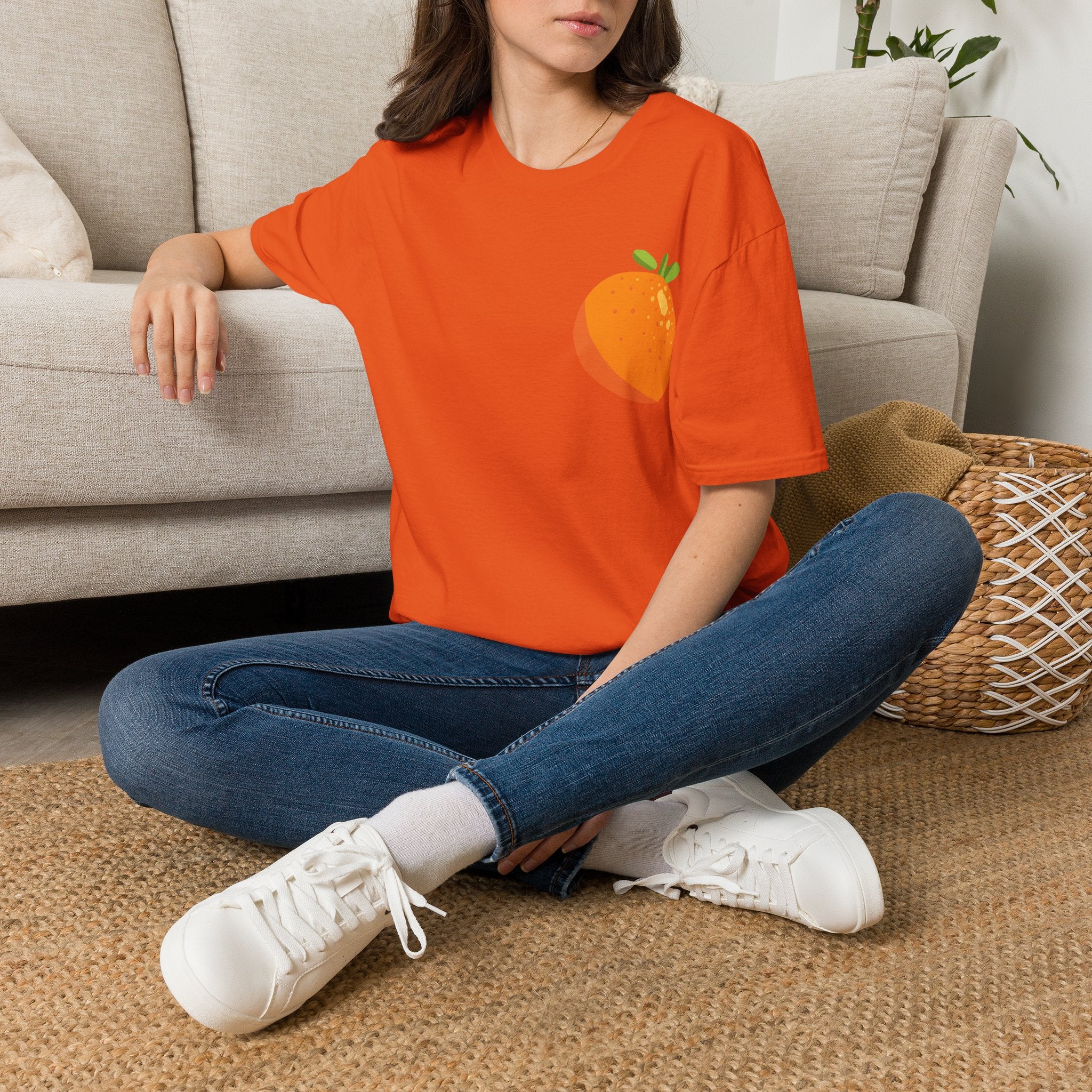 Orange Pocket Tee — Cute Minimalist Citrus Graphic T-Shirt