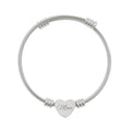 Engravable Heart Cuff Bracelet – Mom Heart Cable Bangle (Silver or Gold)