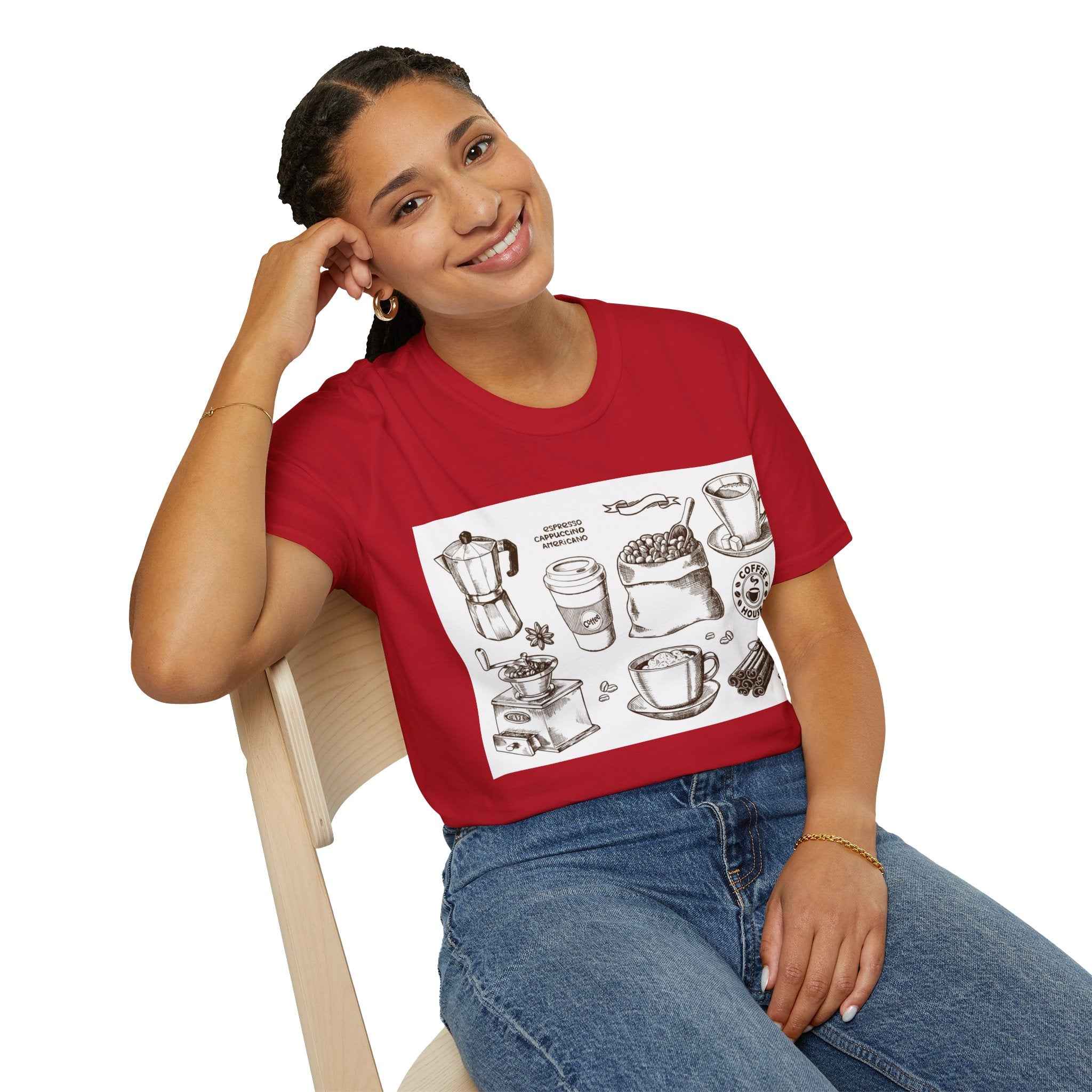 Coffee Lover T-Shirt — Chic Sketched Coffee Design