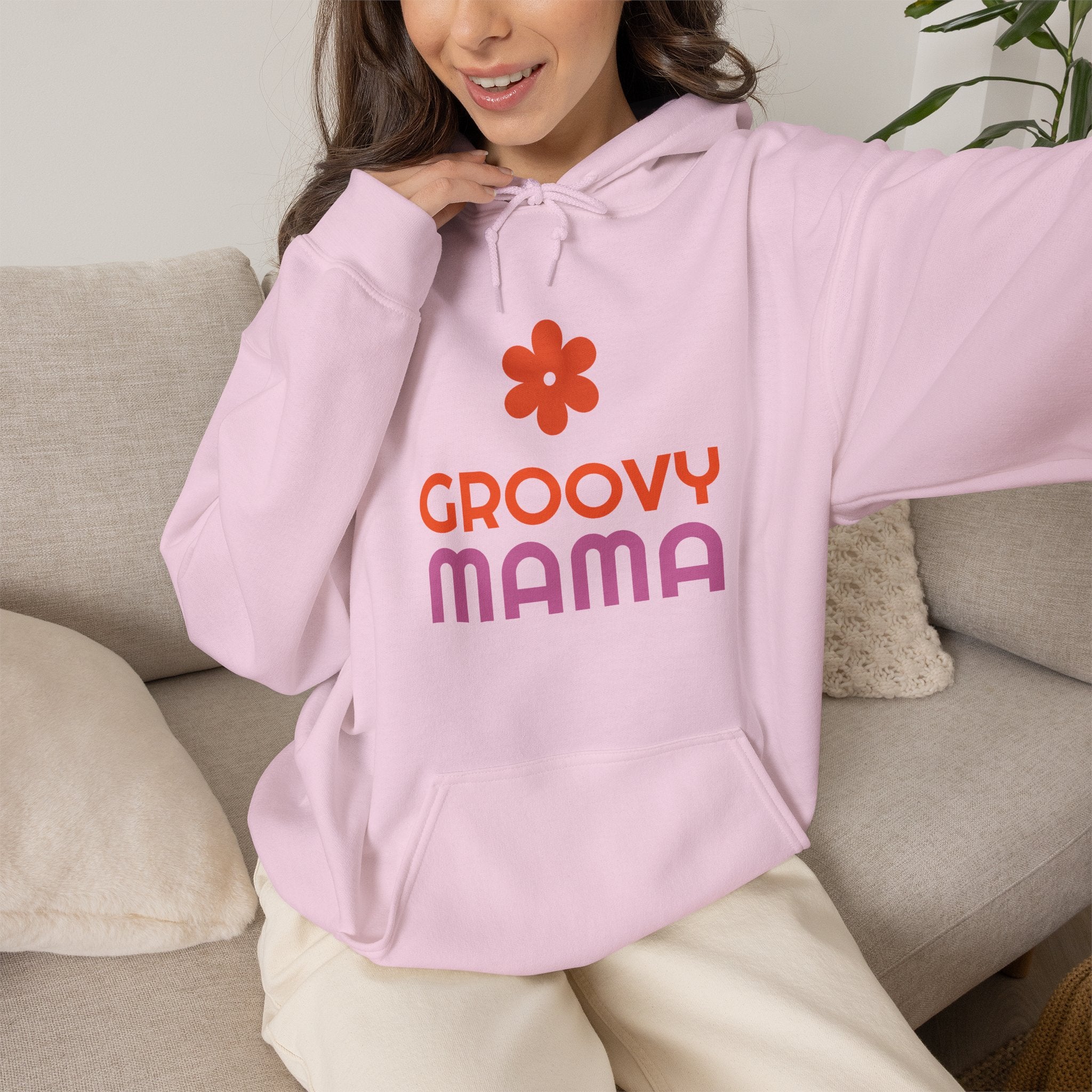 Groovy Mama Hoodie — Cozy Retro Flower Mom Sweatshirt