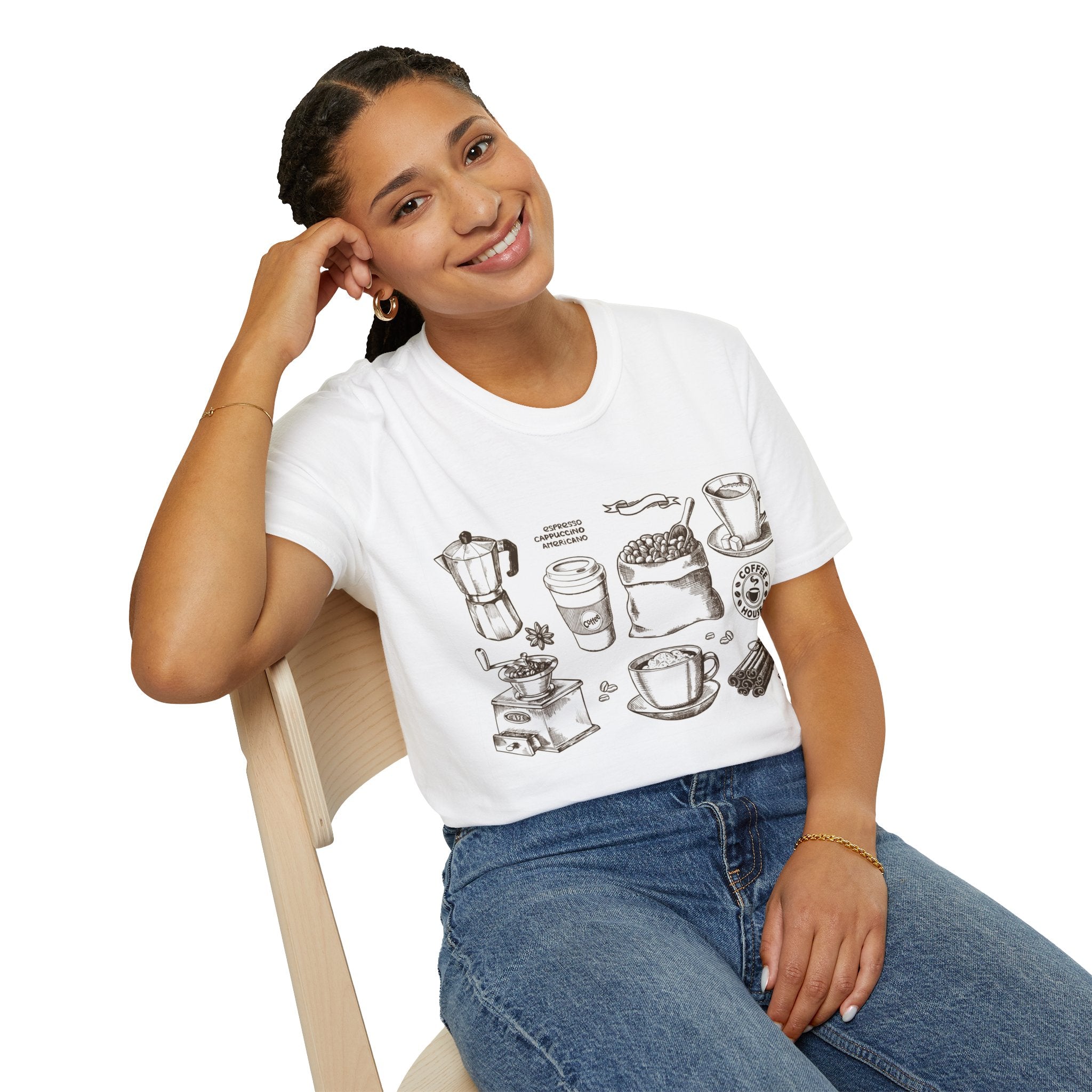Coffee Lover T-Shirt — Chic Sketched Coffee Design