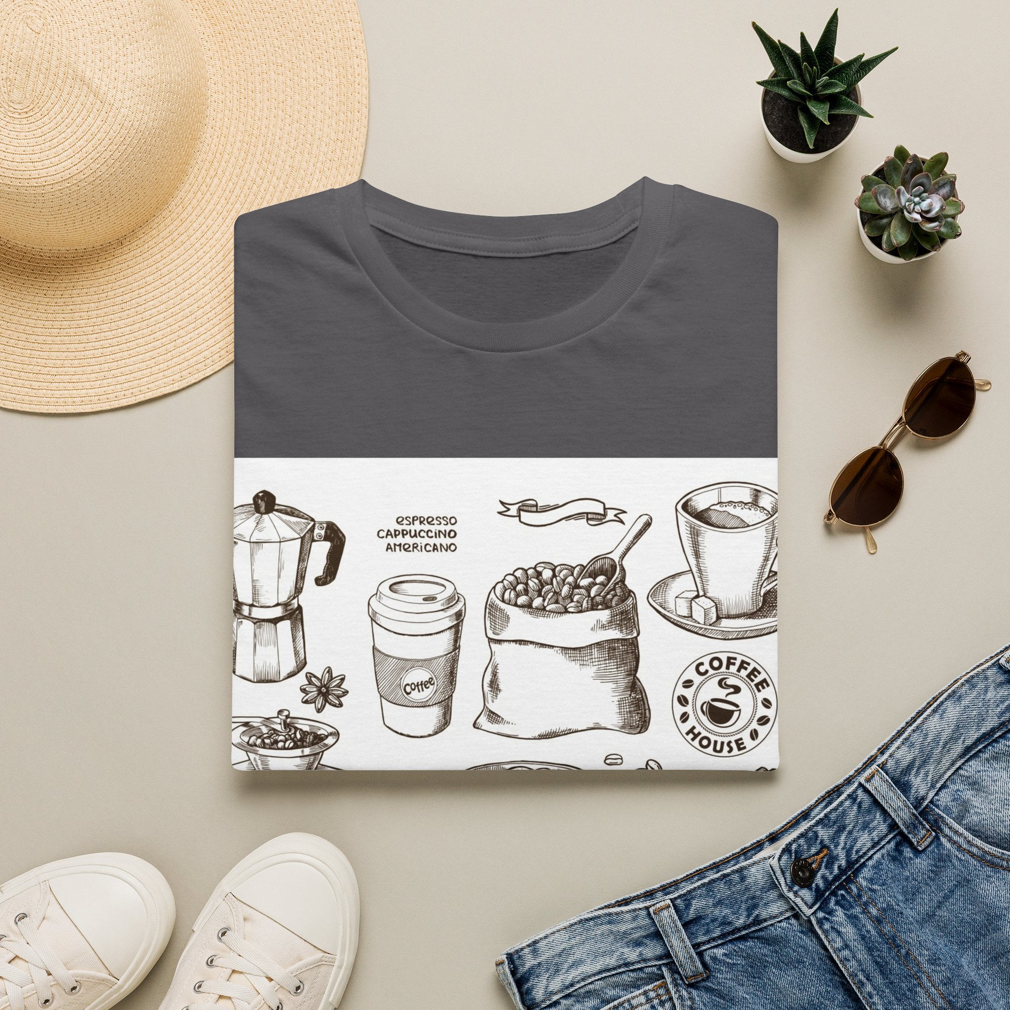Coffee Lover T-Shirt — Chic Sketched Coffee Design