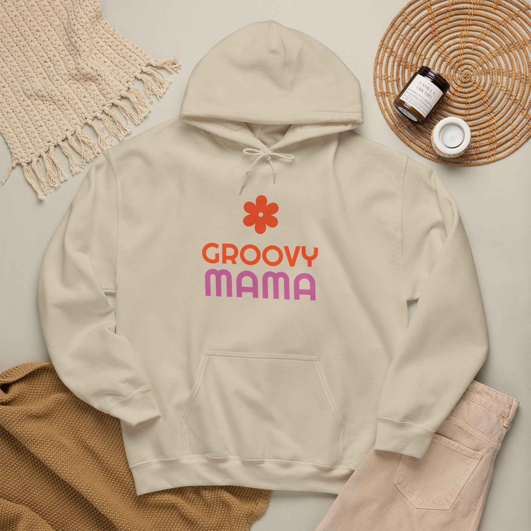 Groovy Mama Hoodie — Cozy Retro Flower Mom Sweatshirt