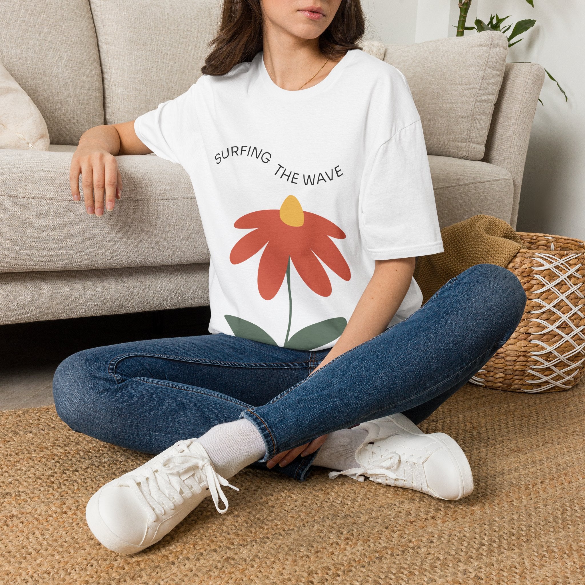 Surfing The Wave Floral T‑Shirt — Retro Daisy Graphic Tee