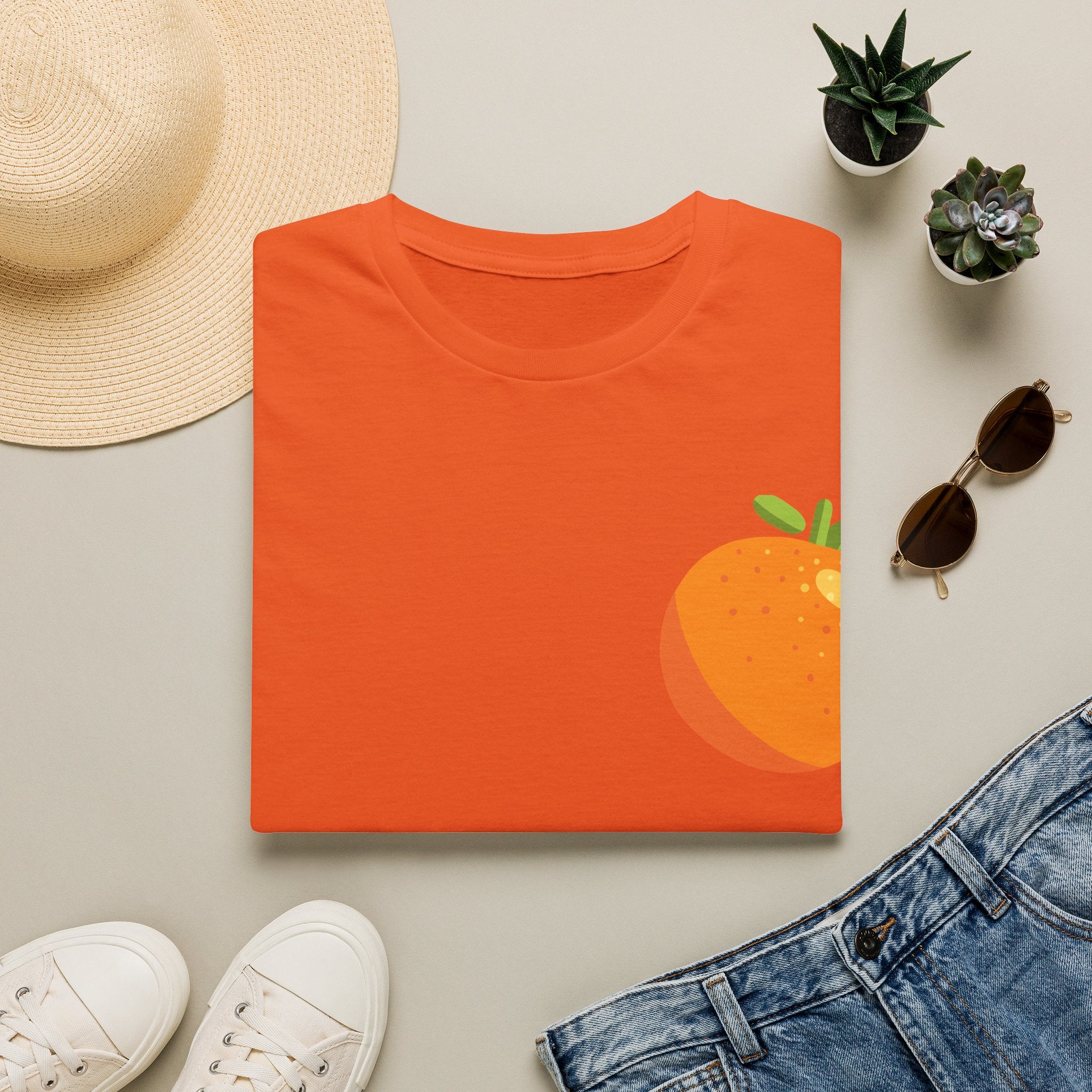 Orange Pocket Tee — Cute Minimalist Citrus Graphic T-Shirt