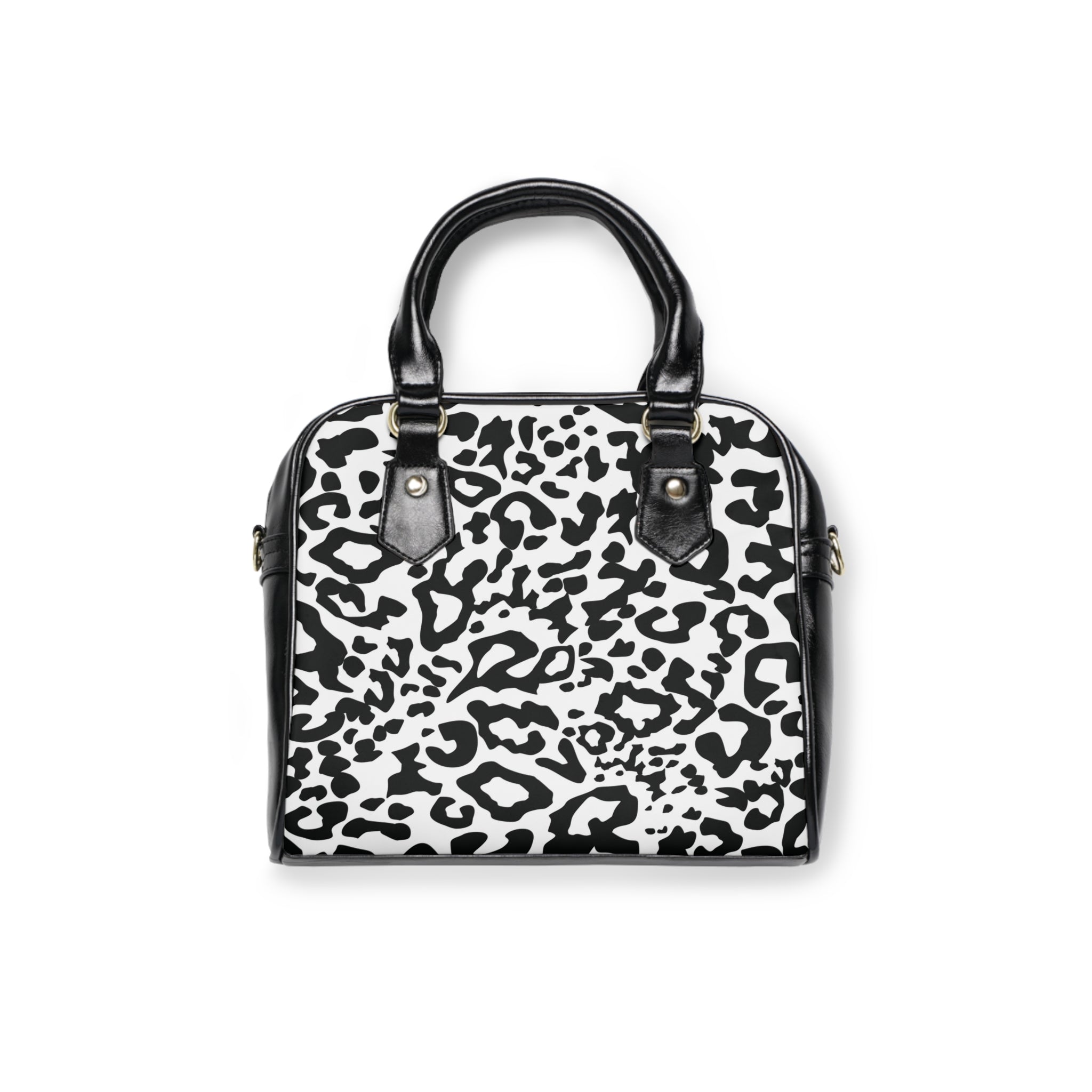 Black & White Leopard Shoulder Handbag — Chic Animal Print Quality Purse
