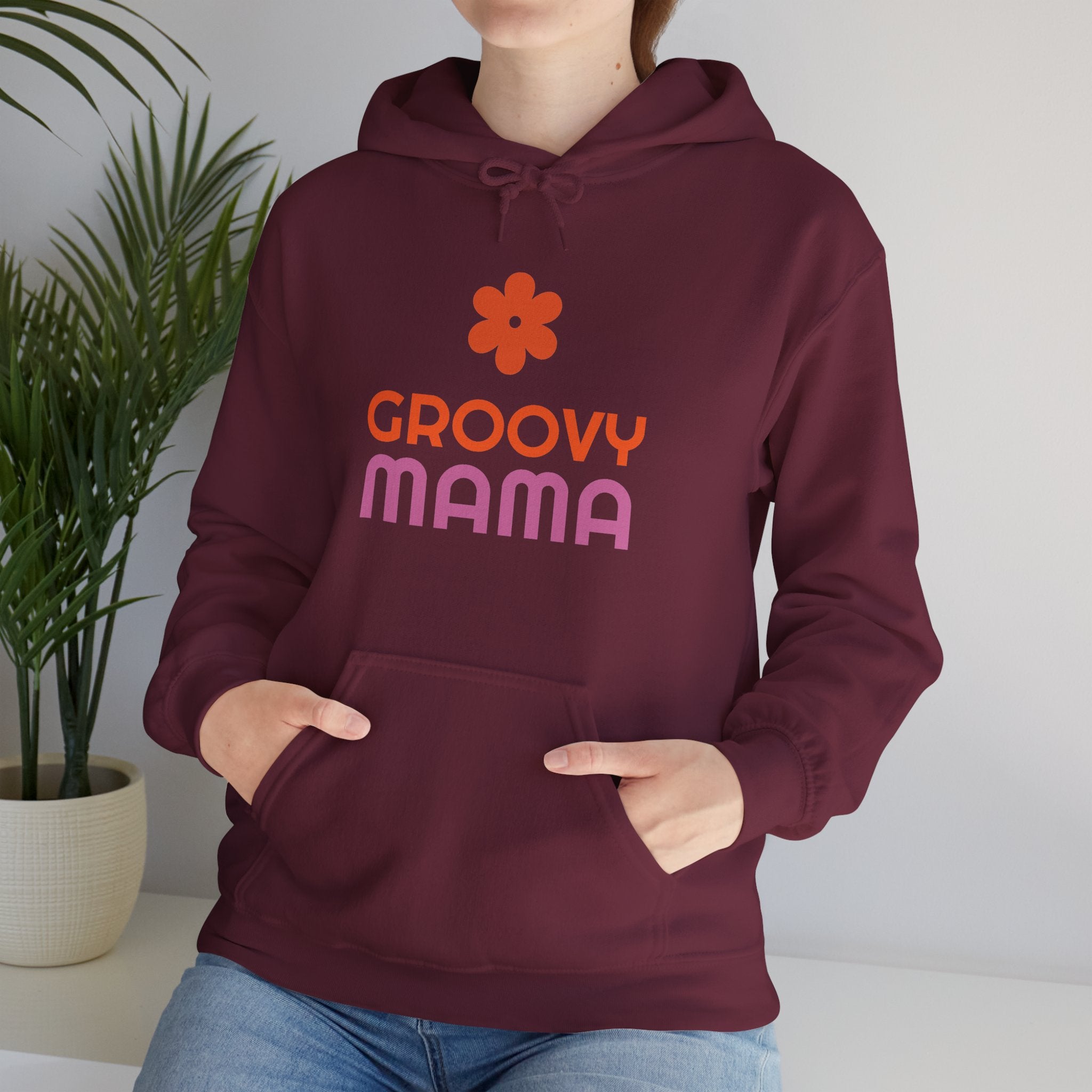 Groovy Mama Hoodie — Cozy Retro Flower Mom Sweatshirt
