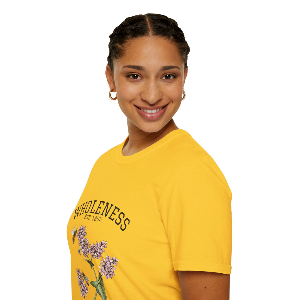 Wholeness Floral T‑Shirt — Vintage Lilac Botanical Design
