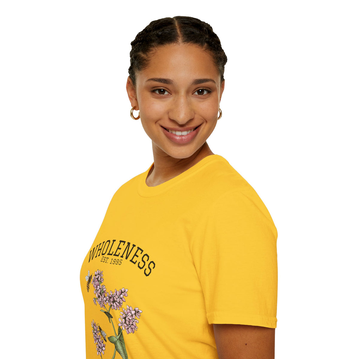 Wholeness Floral T‑Shirt — Vintage Lilac Botanical Design