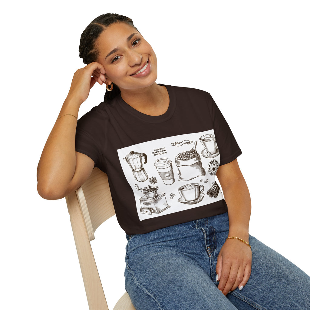 Coffee Lover T-Shirt — Chic Sketched Coffee Design