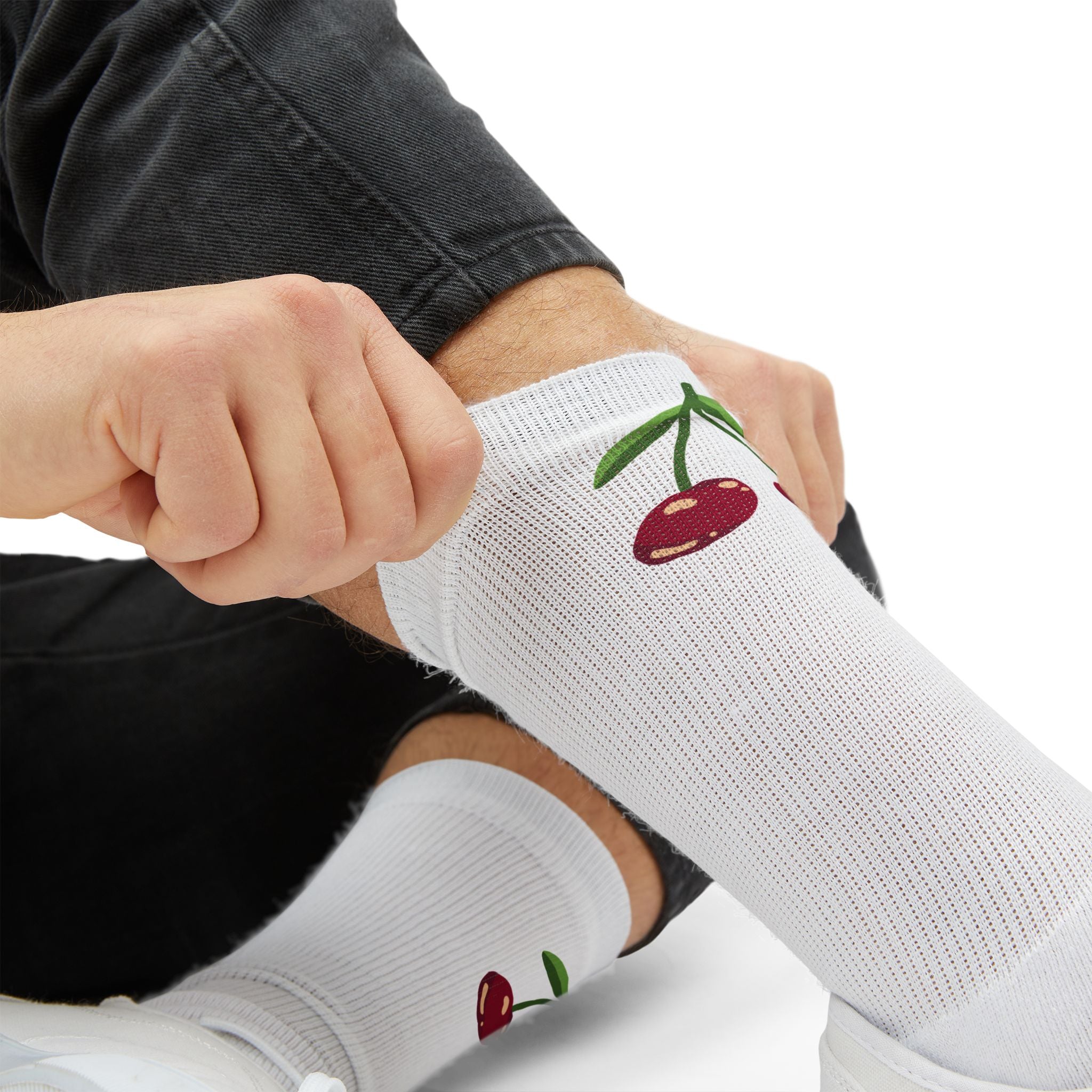 Cherry Pattern Socks — Cute Fruit Crew Socks for Women & Men