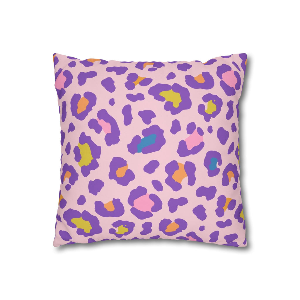 Purple Pastel Leopard Print Pillowcase - Square Decorative Throw Pillow Cover