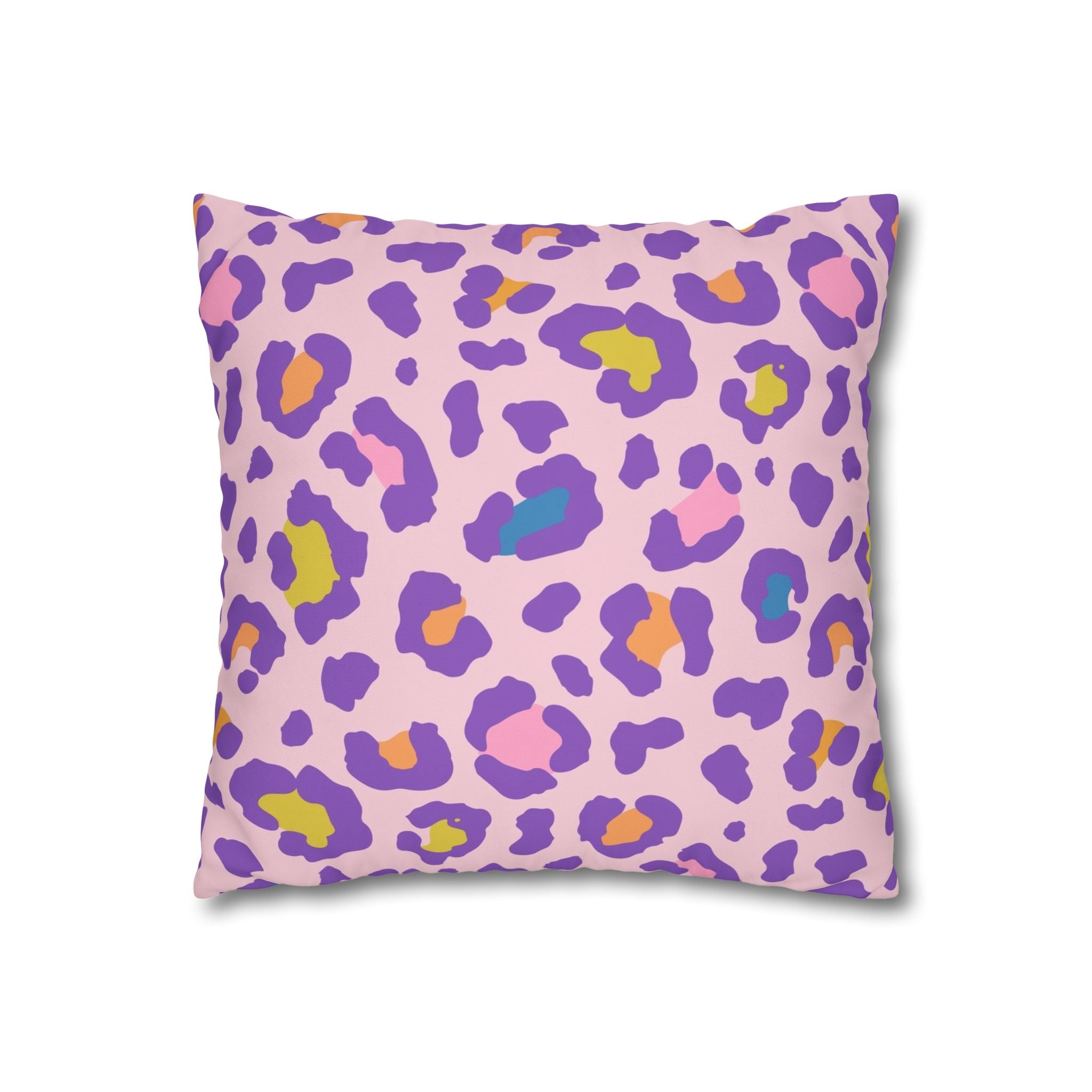 Purple Pastel Leopard Print Pillowcase - Square Decorative Throw Pillow Cover