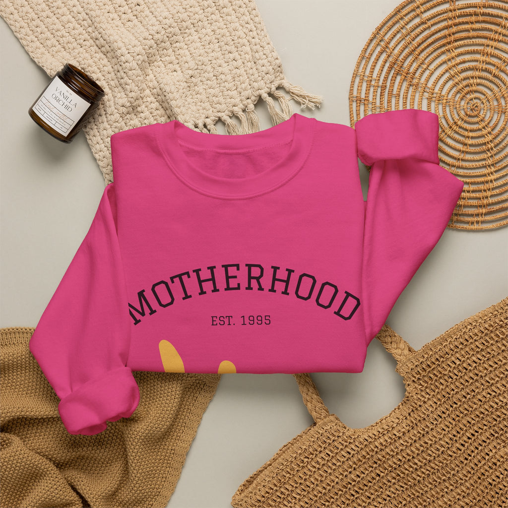 Motherhood Floral Crewneck Sweatshirt — 'Motherhood Est. 1985' Cozy Mom Gift