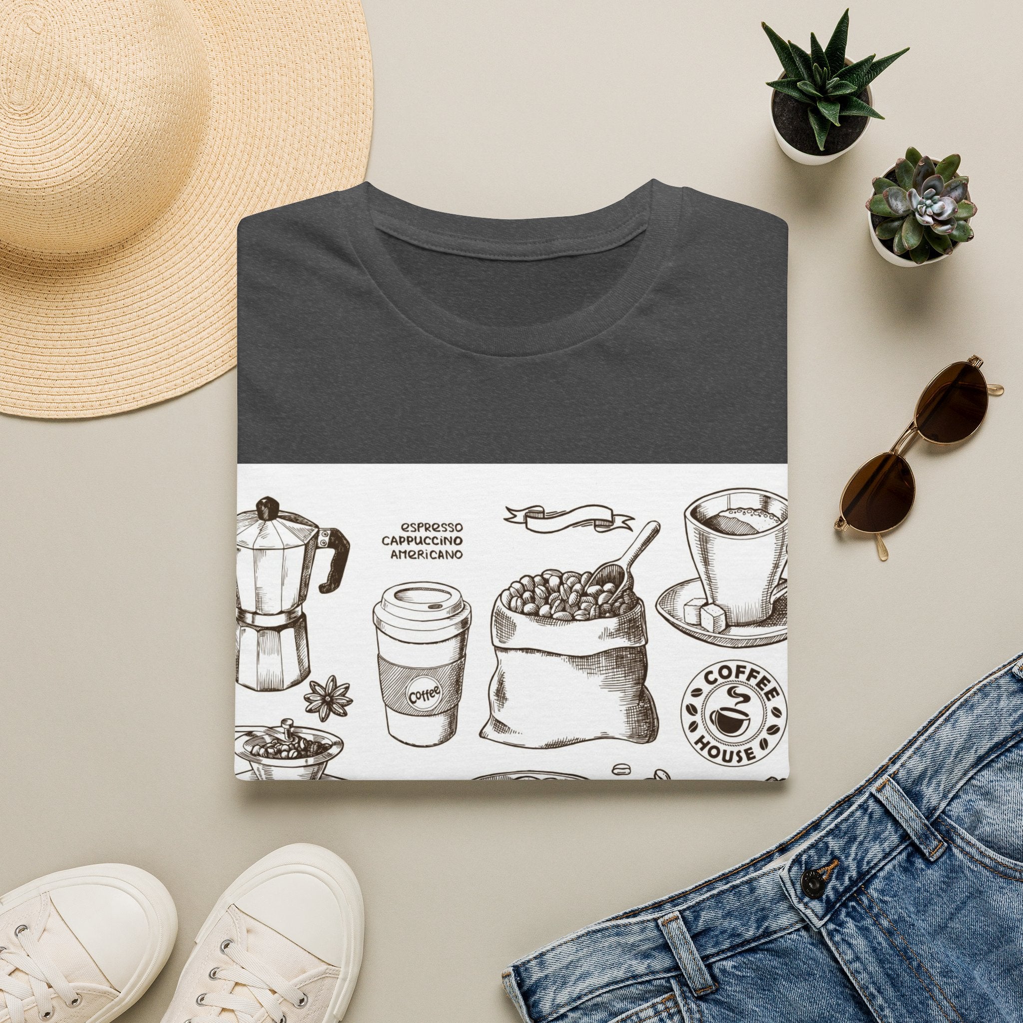 Coffee Lover T-Shirt — Chic Sketched Coffee Design