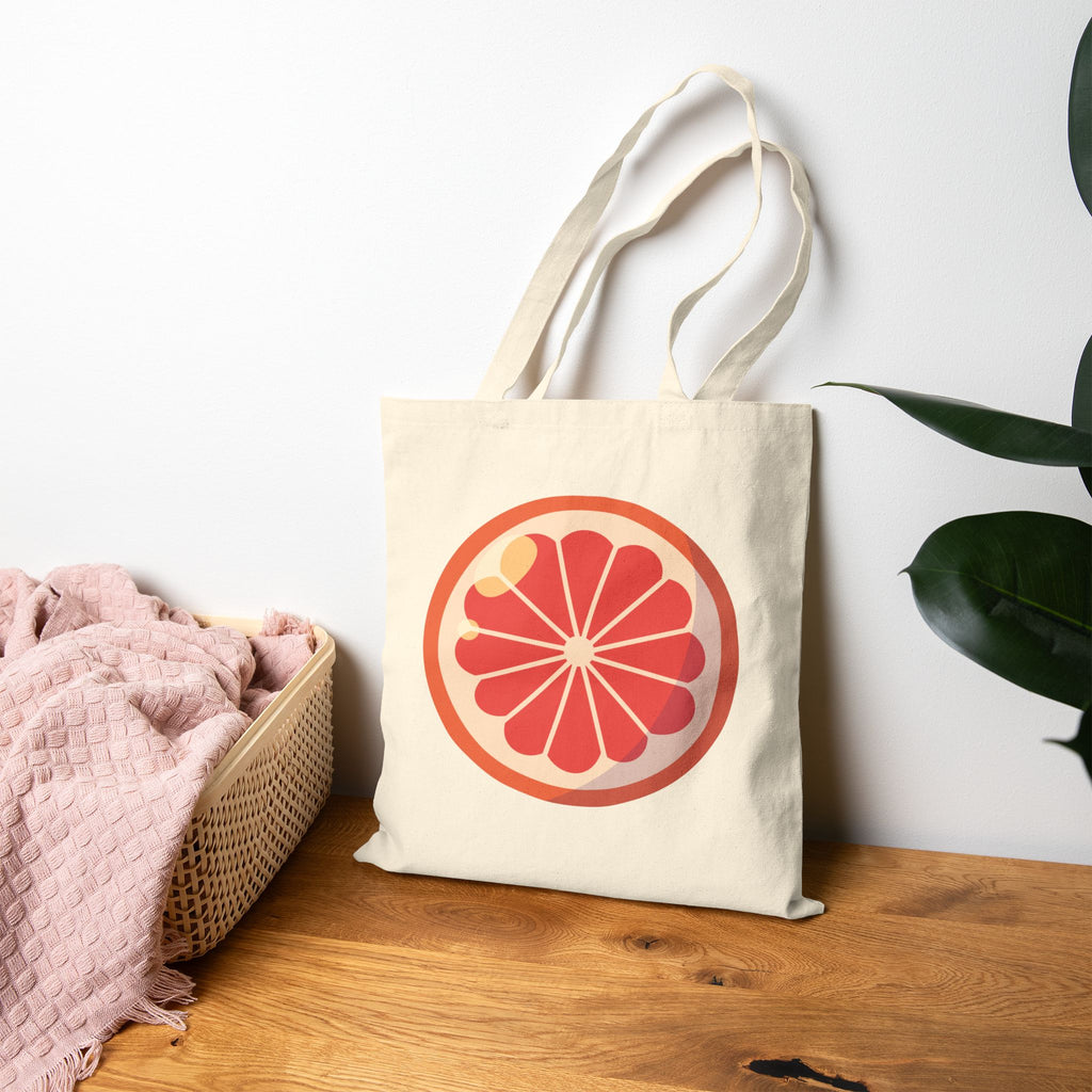 Fruit Slice Tote Bag — Grapefruit & Kiwi Cotton Canvas Grocery Tote