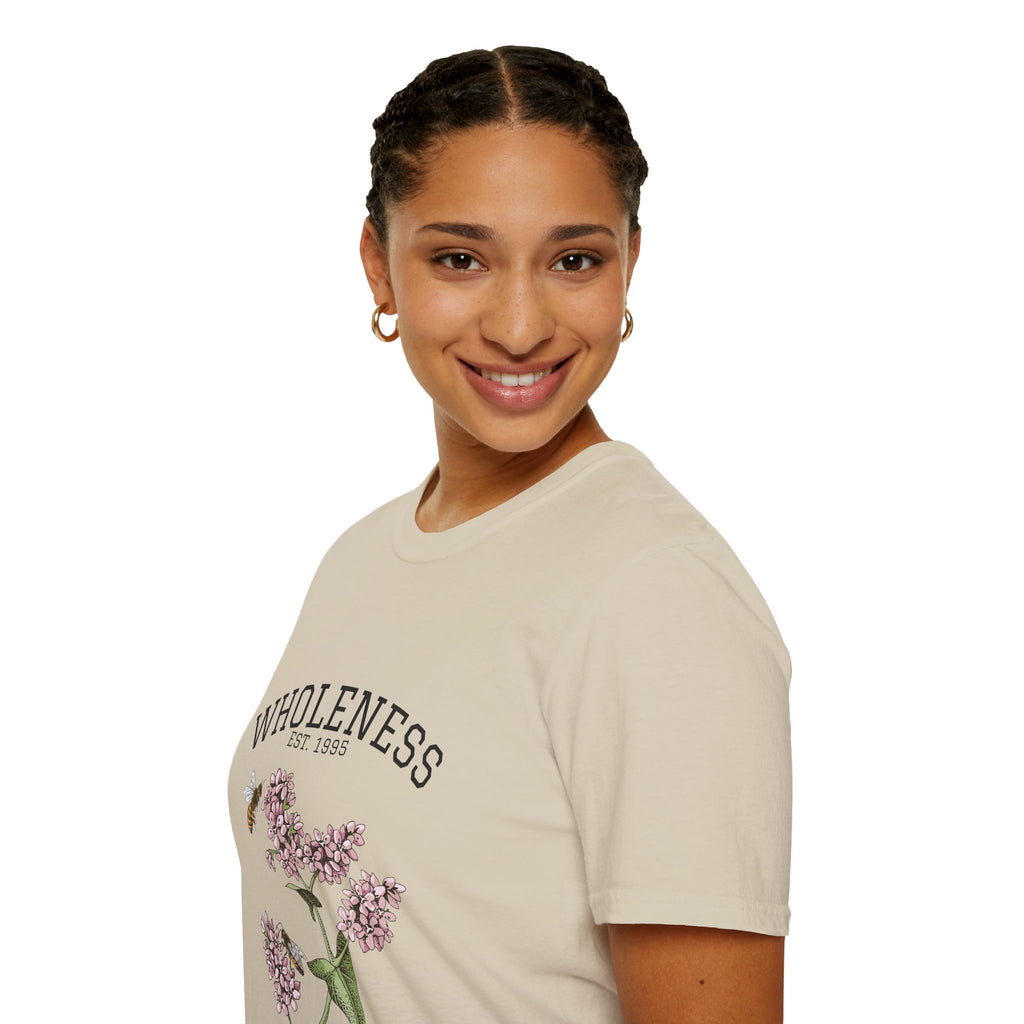 Wholeness Floral T‑Shirt — Vintage Lilac Botanical Design