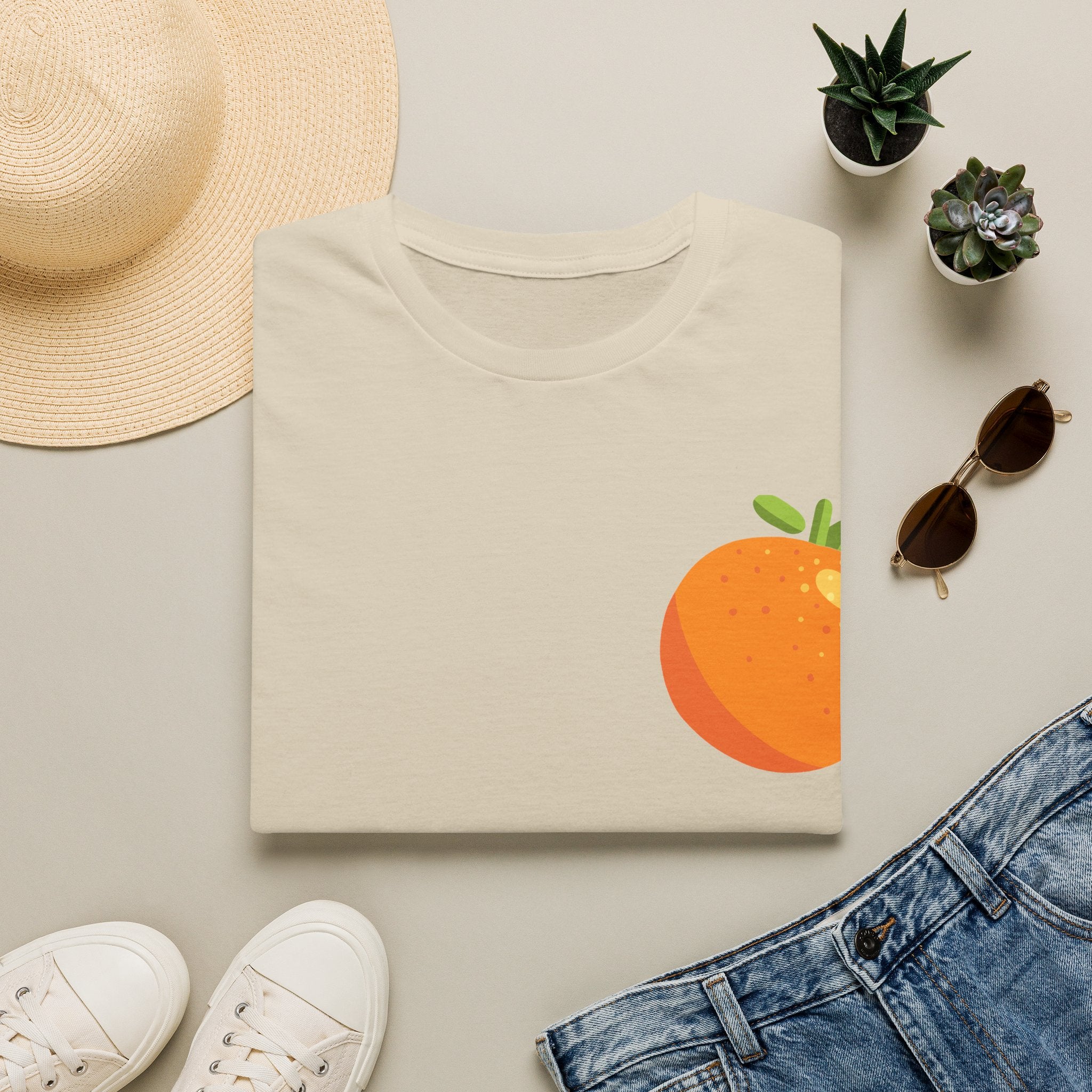 Orange Pocket Tee — Cute Minimalist Citrus Graphic T-Shirt