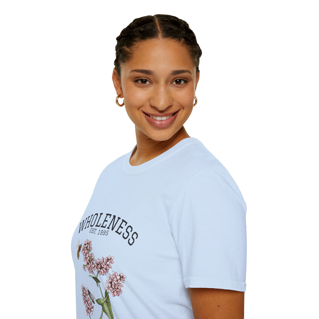 Wholeness Floral T‑Shirt — Vintage Lilac Botanical Design