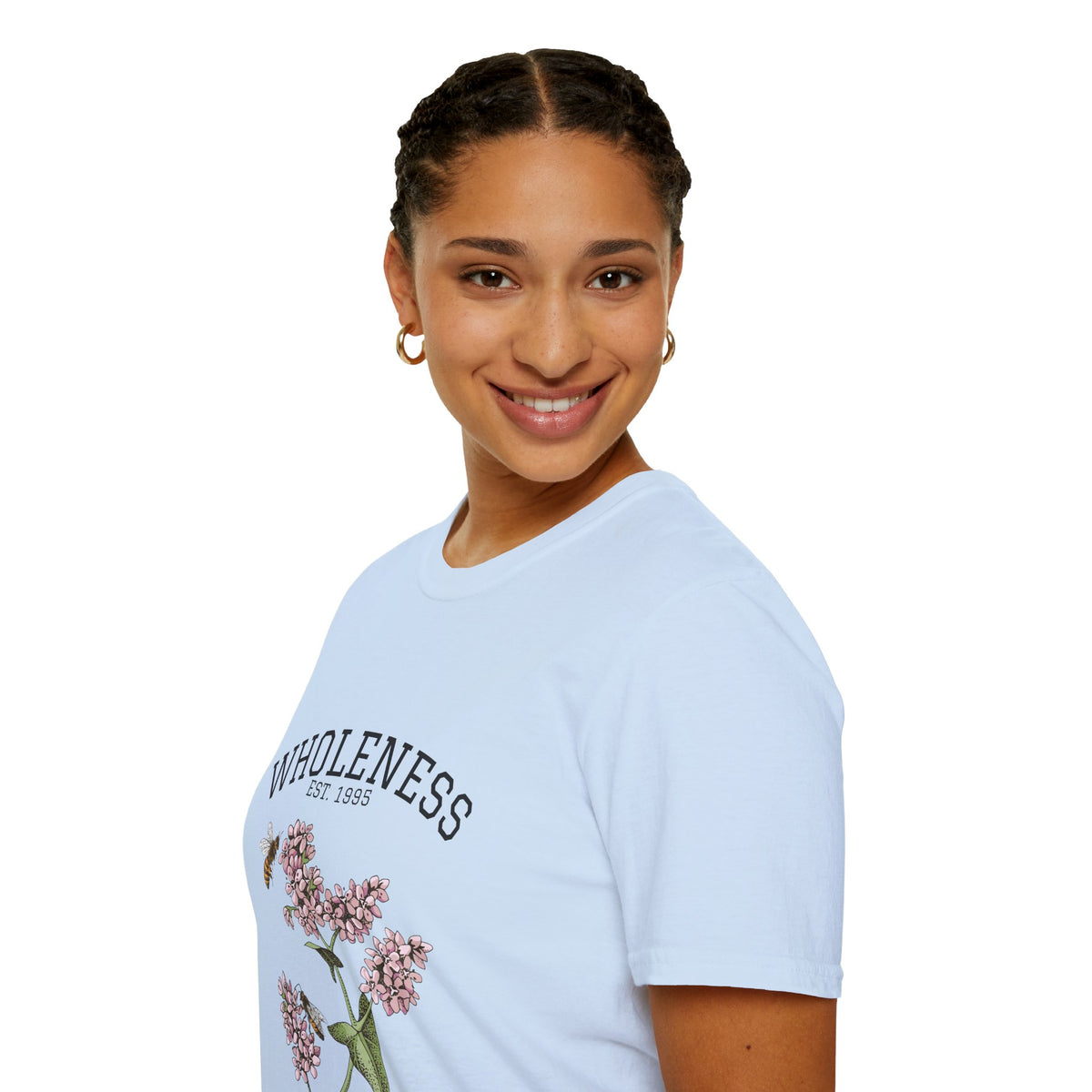 Wholeness Floral T‑Shirt — Vintage Lilac Botanical Design