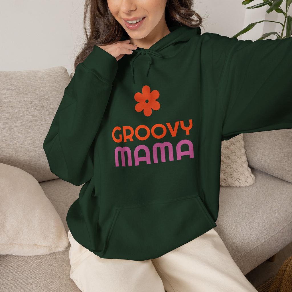 Groovy Mama Hoodie — Cozy Retro Flower Mom Sweatshirt