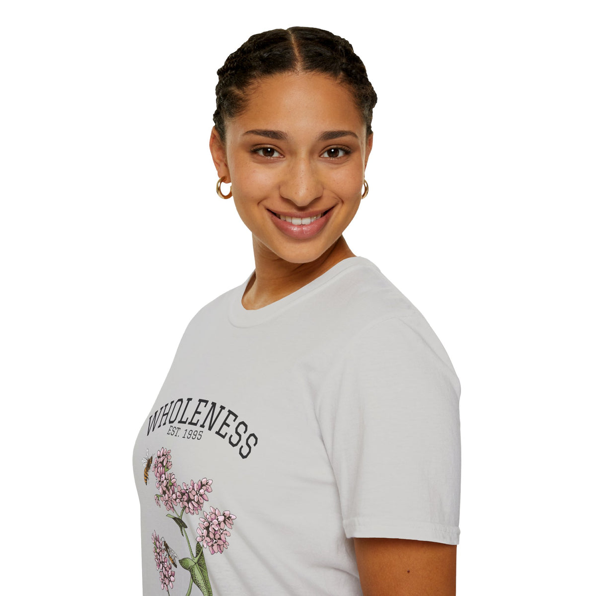 Wholeness Floral T‑Shirt — Vintage Lilac Botanical Design
