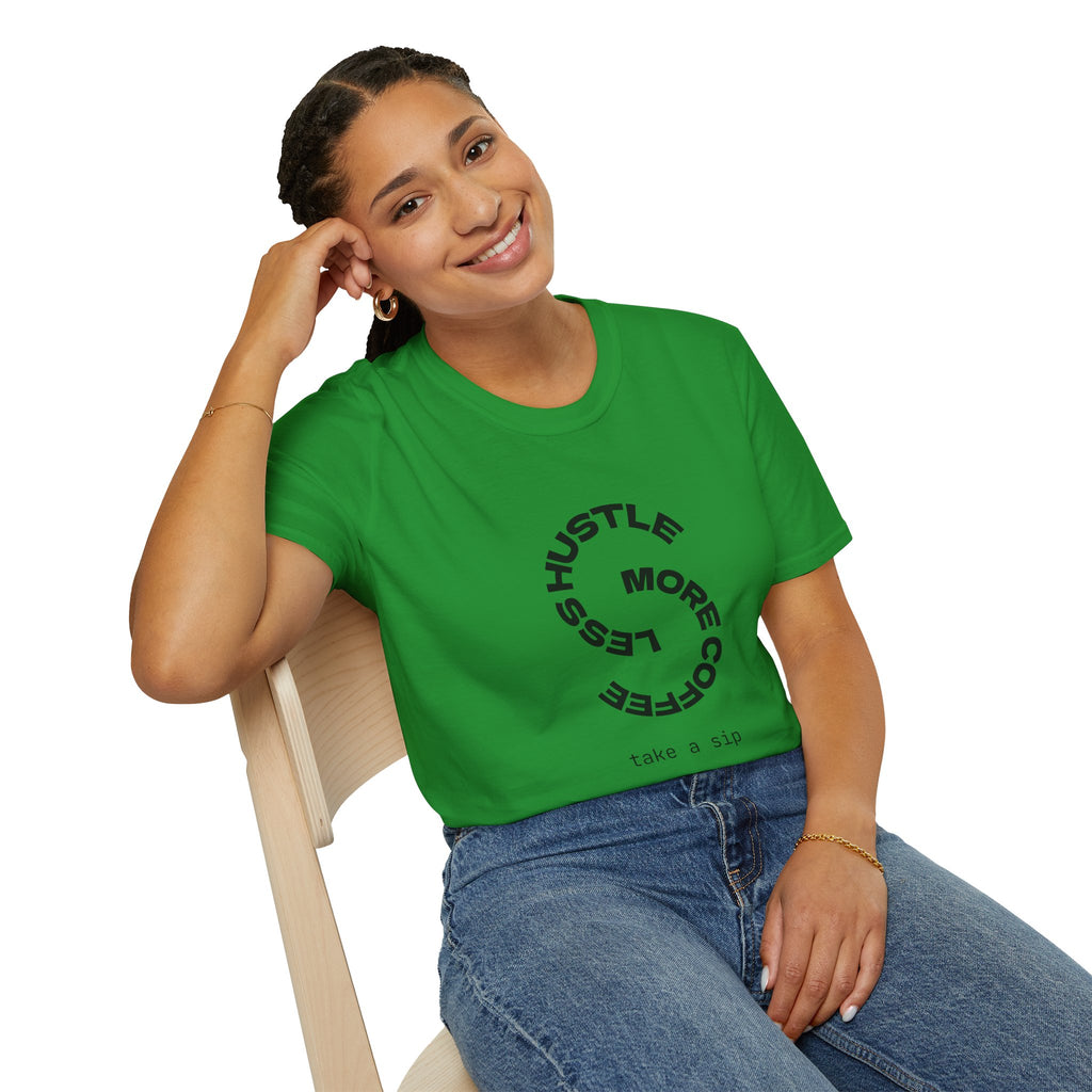 T‑Shirt — “More Coffee” Circular Graphic Motivational Tee