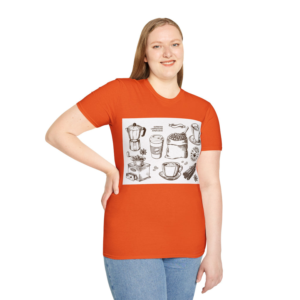 Coffee Lover T-Shirt — Chic Sketched Coffee Design