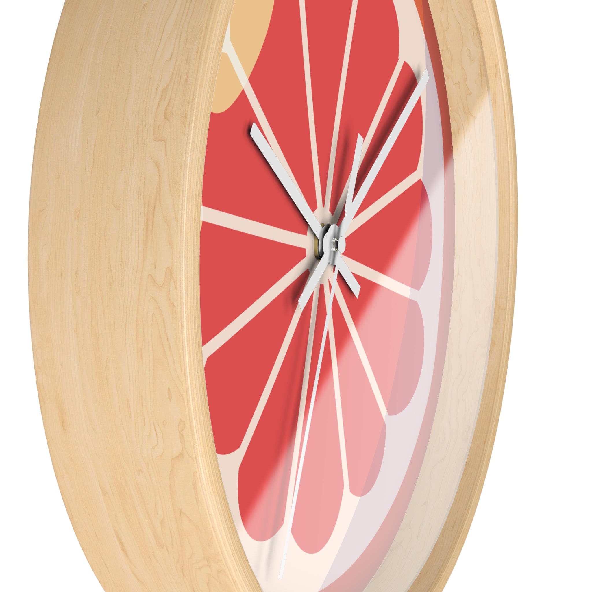 Citrus Slice Wall Clock — Retro Pink Grapefruit Kitchen Clock