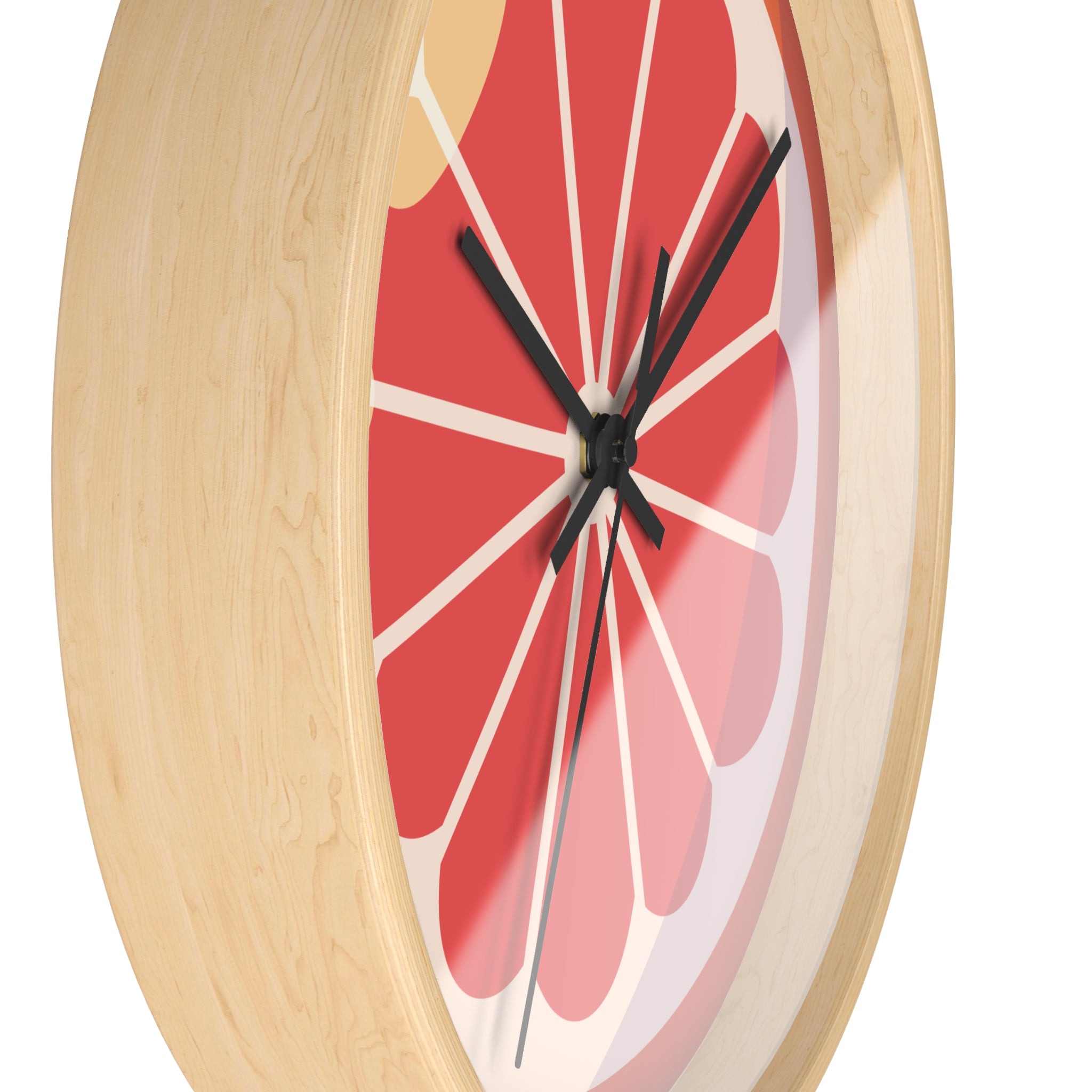 Citrus Slice Wall Clock — Retro Pink Grapefruit Kitchen Clock