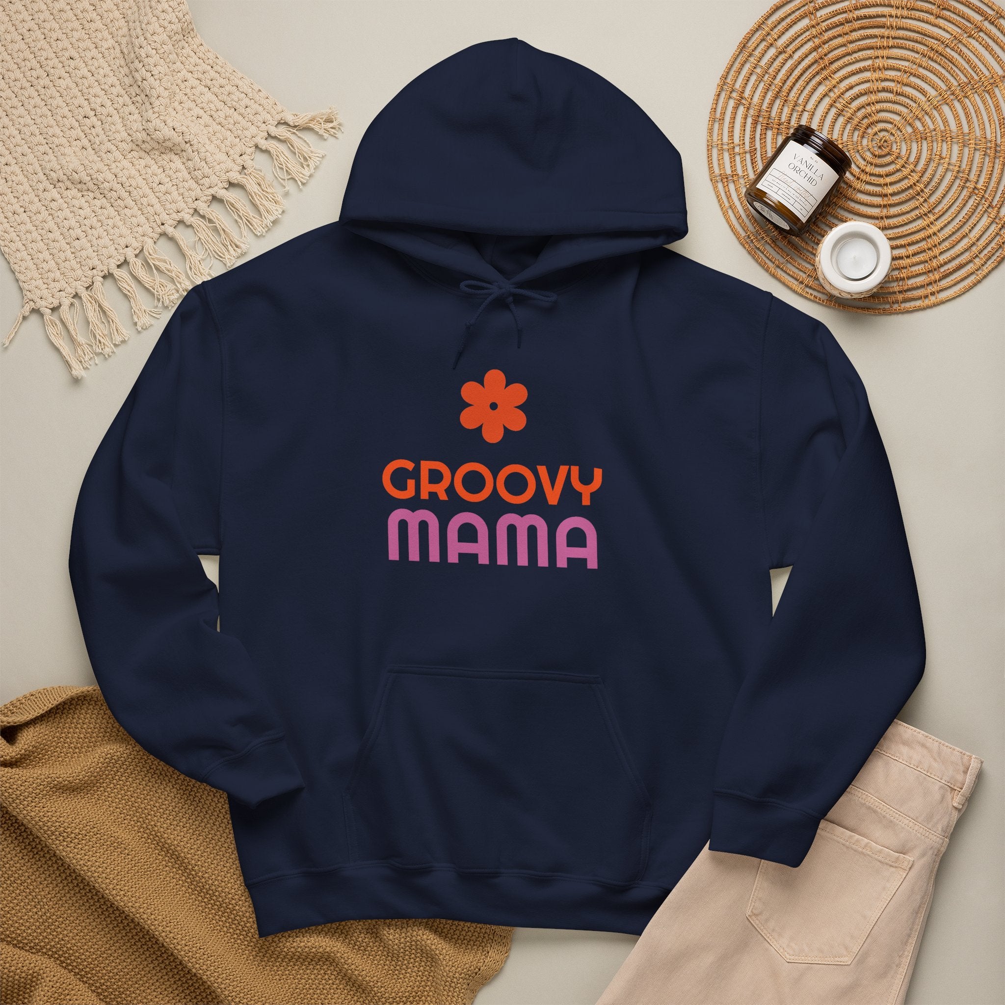 Groovy Mama Hoodie — Cozy Retro Flower Mom Sweatshirt
