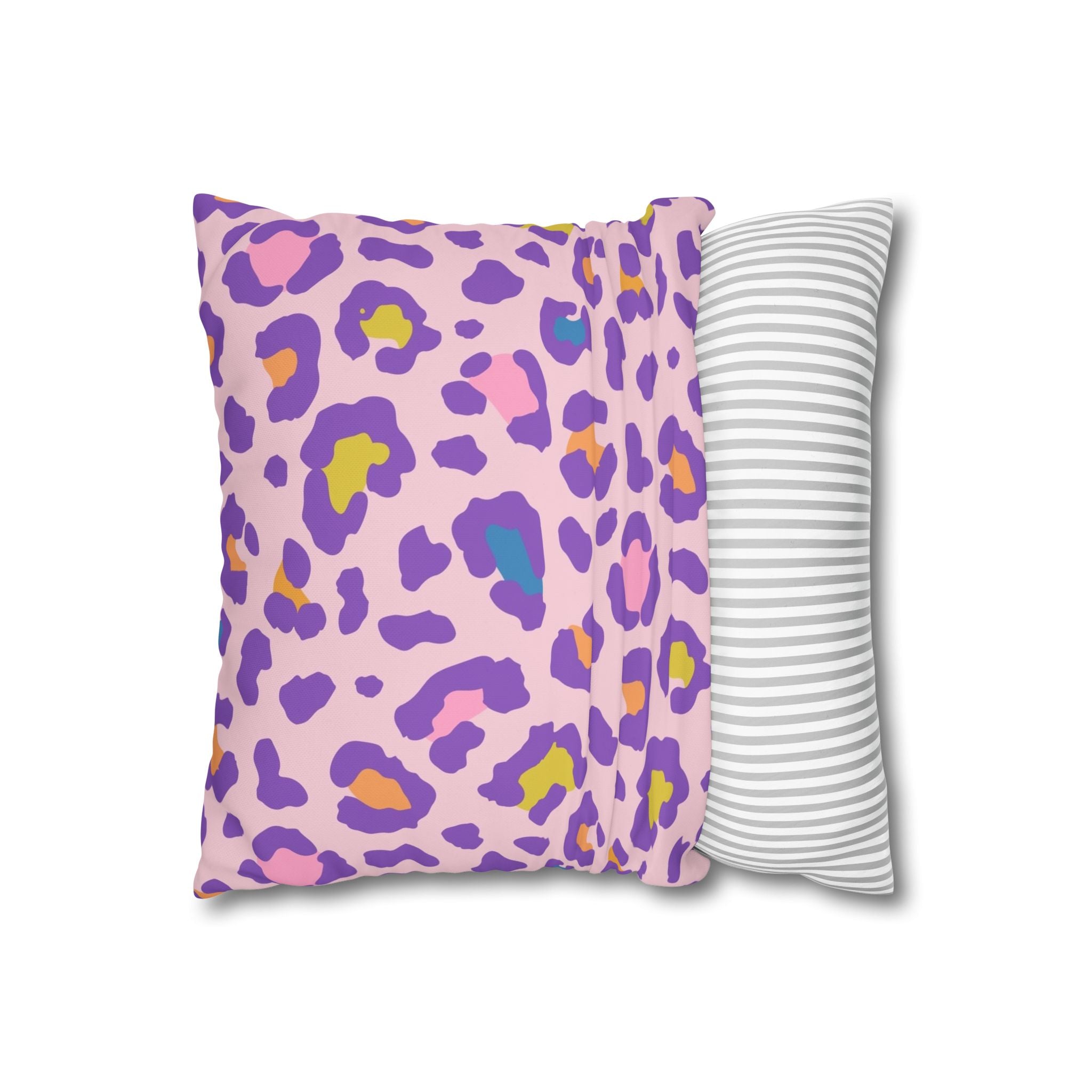 Purple Pastel Leopard Print Pillowcase - Square Decorative Throw Pillow Cover