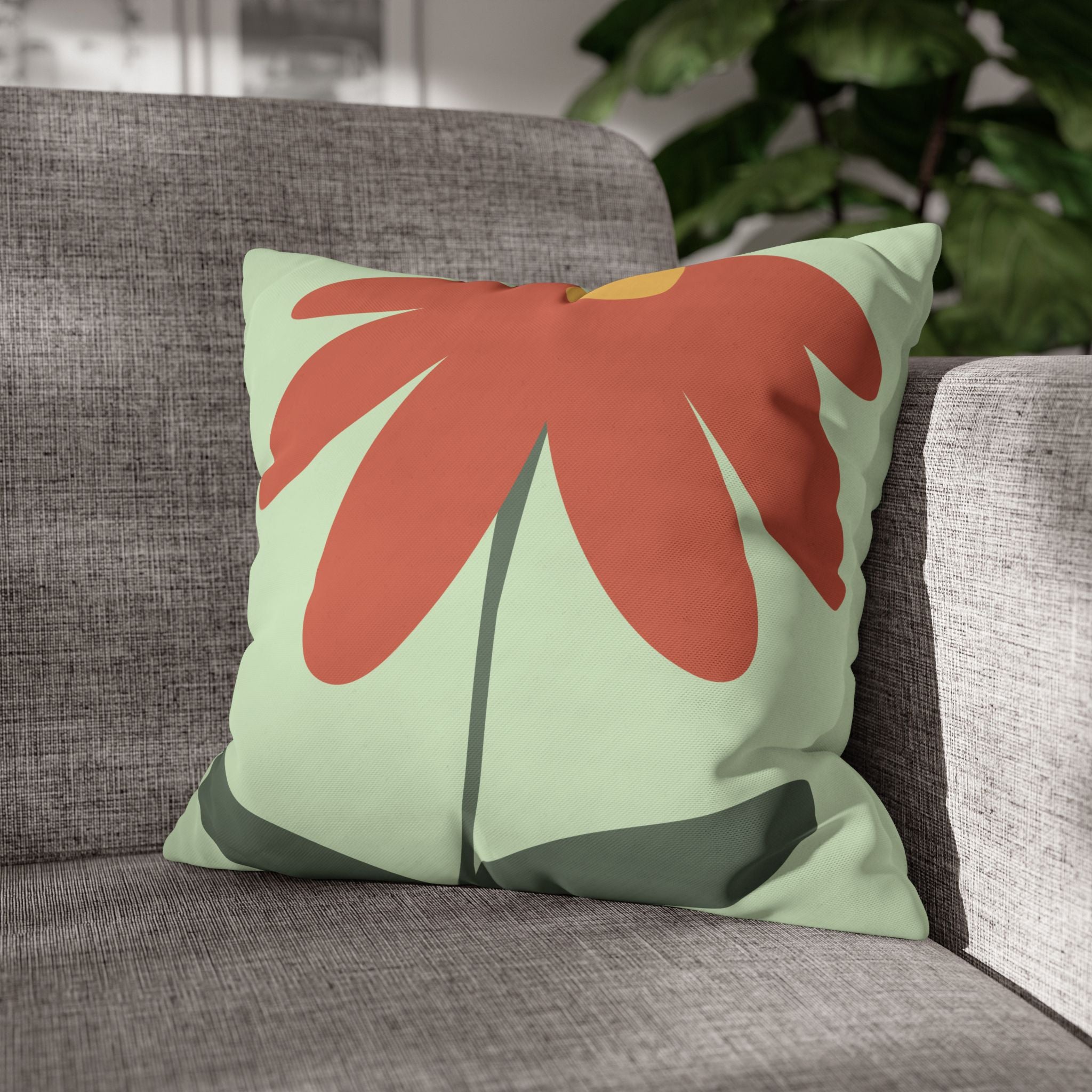 Floral Canvas Pillowcase – Cozy Red Daisy