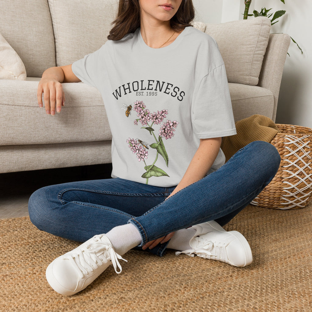 Wholeness Floral T‑Shirt — Vintage Lilac Botanical Design