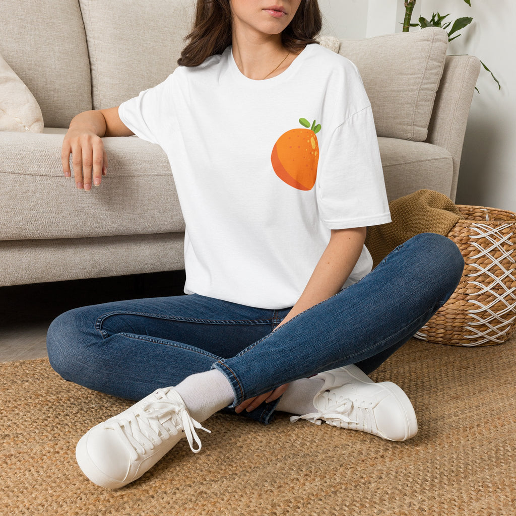 Orange Pocket Tee — Cute Minimalist Citrus Graphic T-Shirt