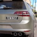 Feminist Car Magnet — Bold Black & White Bumper Sticker-Style Magnet