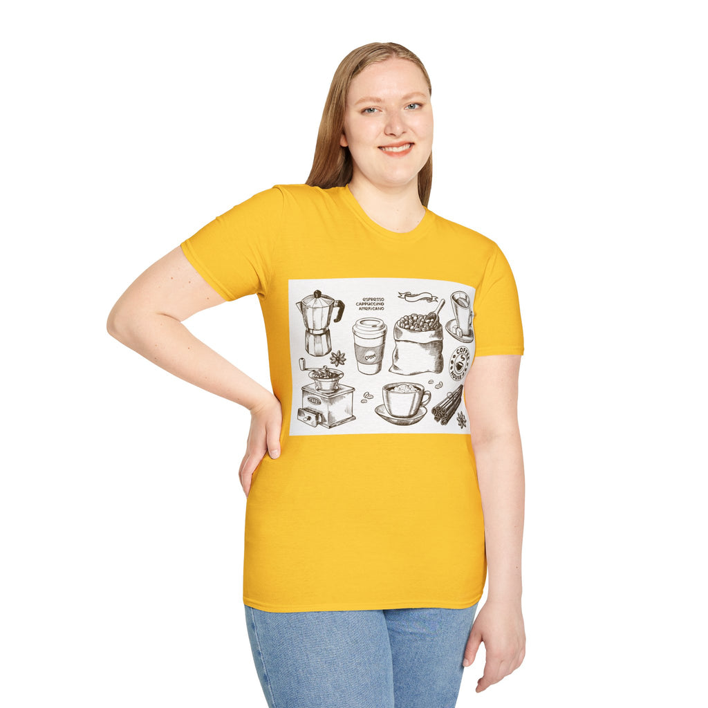 Coffee Lover T-Shirt — Chic Sketched Coffee Design