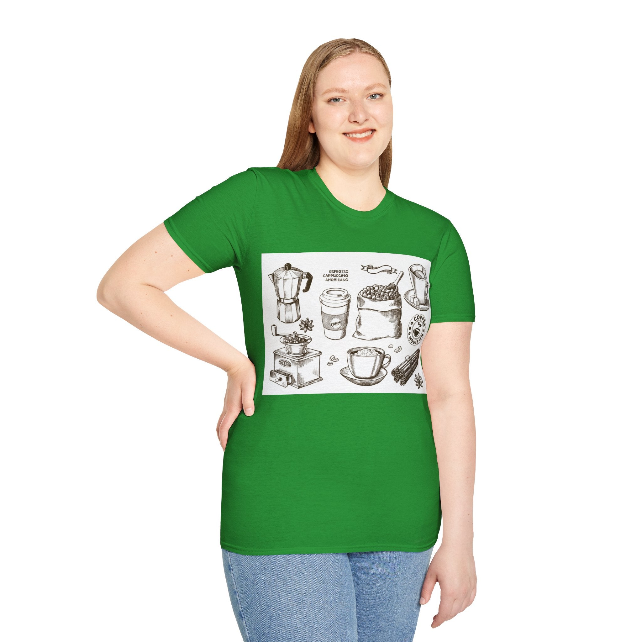 Coffee Lover T-Shirt — Chic Sketched Coffee Design