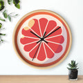 Citrus Slice Wall Clock — Retro Pink Grapefruit Kitchen Clock