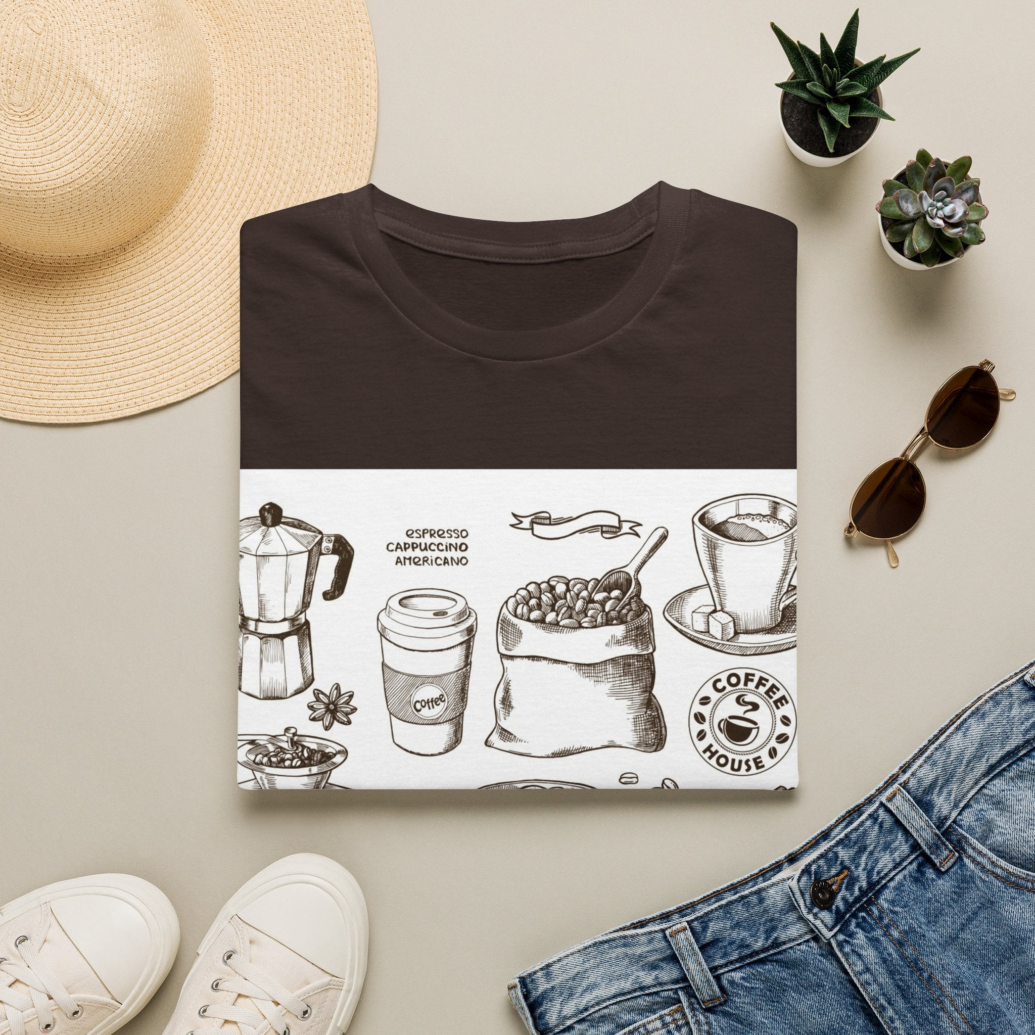 Coffee Lover T-Shirt — Chic Sketched Coffee Design