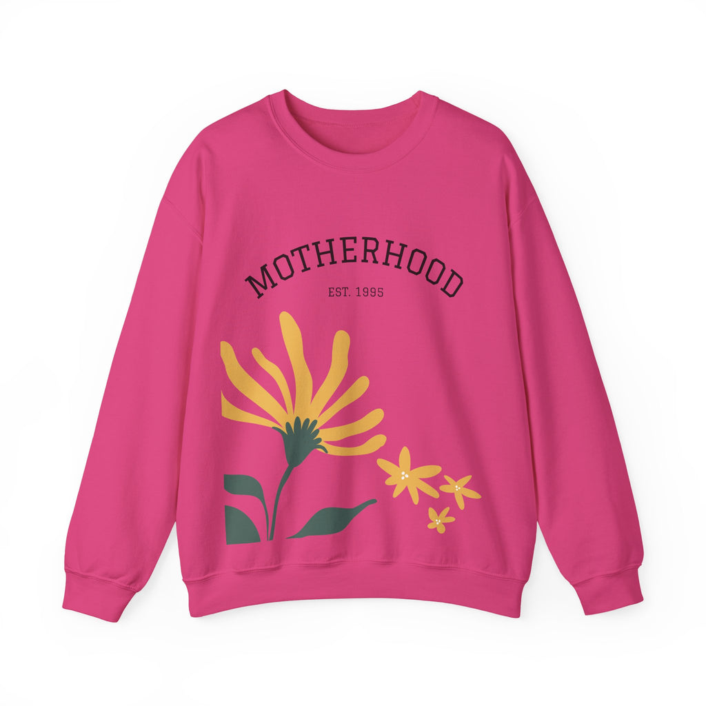 Motherhood Floral Crewneck Sweatshirt — 'Motherhood Est. 1985' Cozy Mom Gift