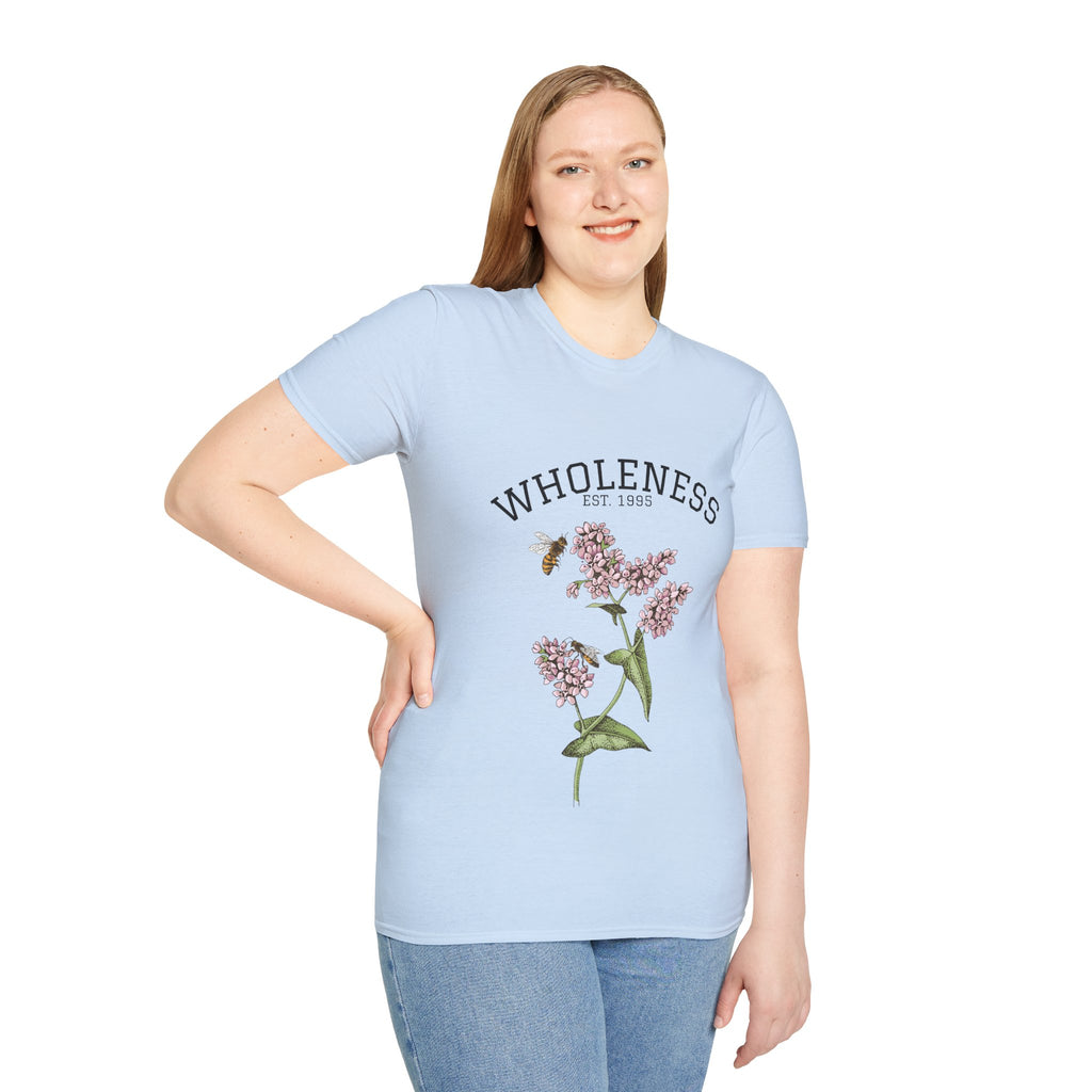 Wholeness Floral T‑Shirt — Vintage Lilac Botanical Design