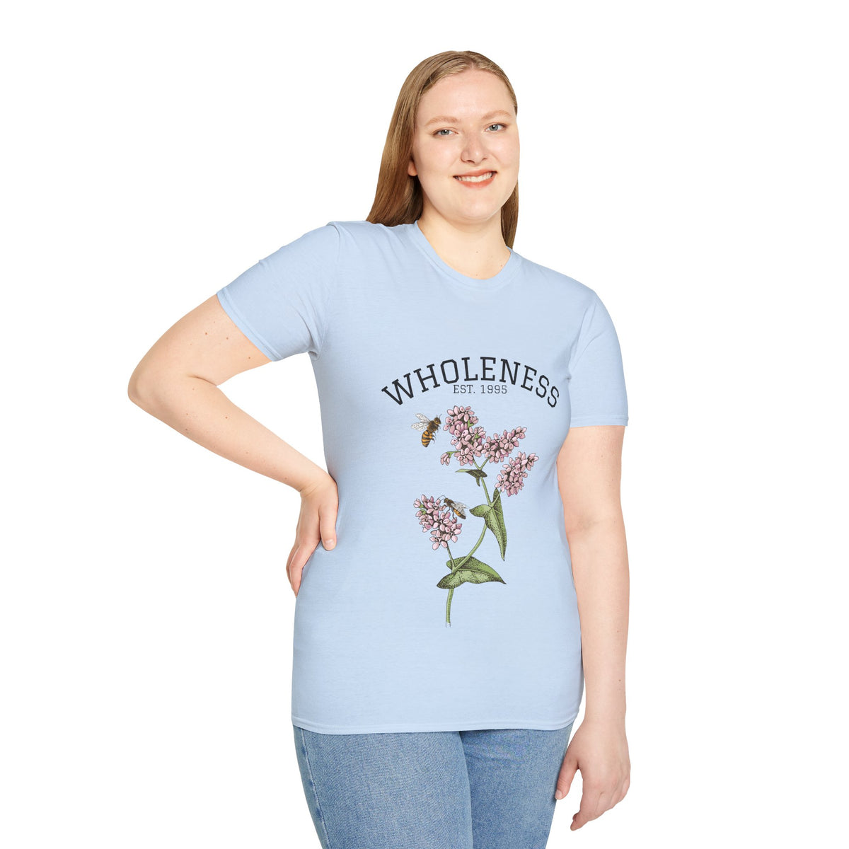 Wholeness Floral T‑Shirt — Vintage Lilac Botanical Design
