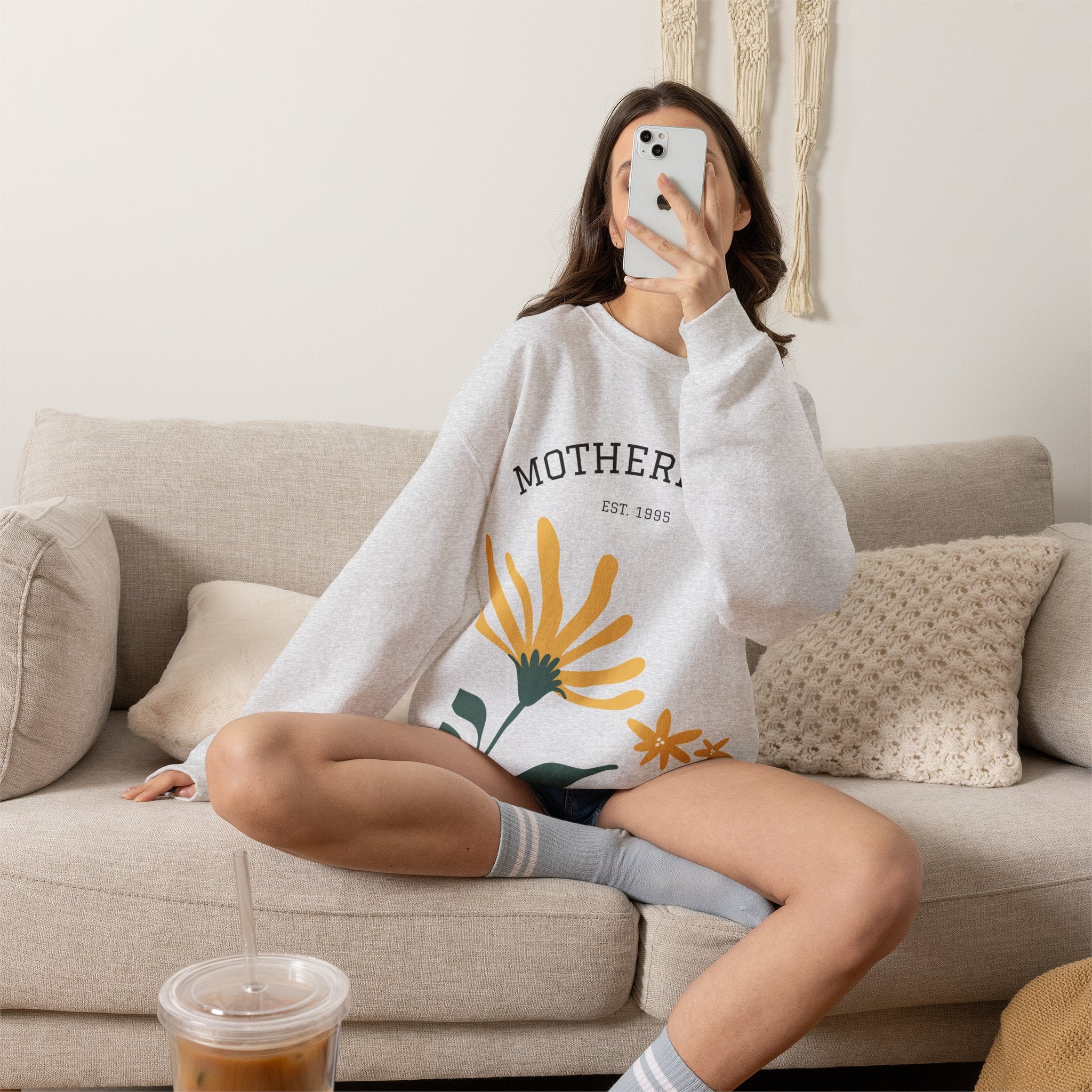 Motherhood Floral Crewneck Sweatshirt — 'Motherhood Est. 1985' Cozy Mom Gift