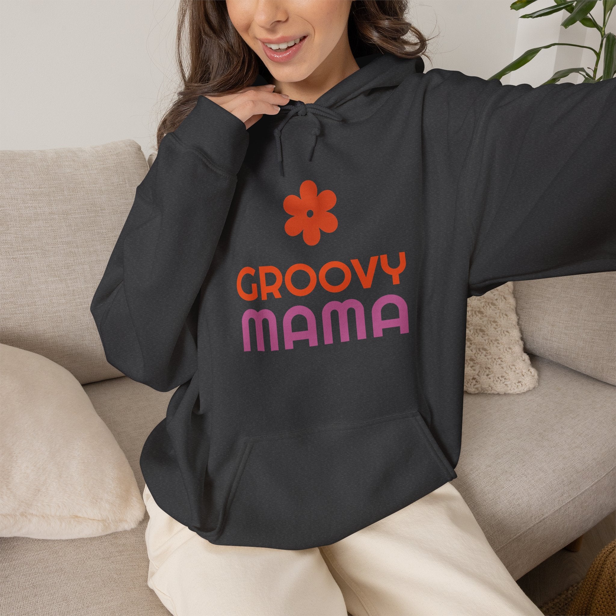Groovy Mama Hoodie — Cozy Retro Flower Mom Sweatshirt