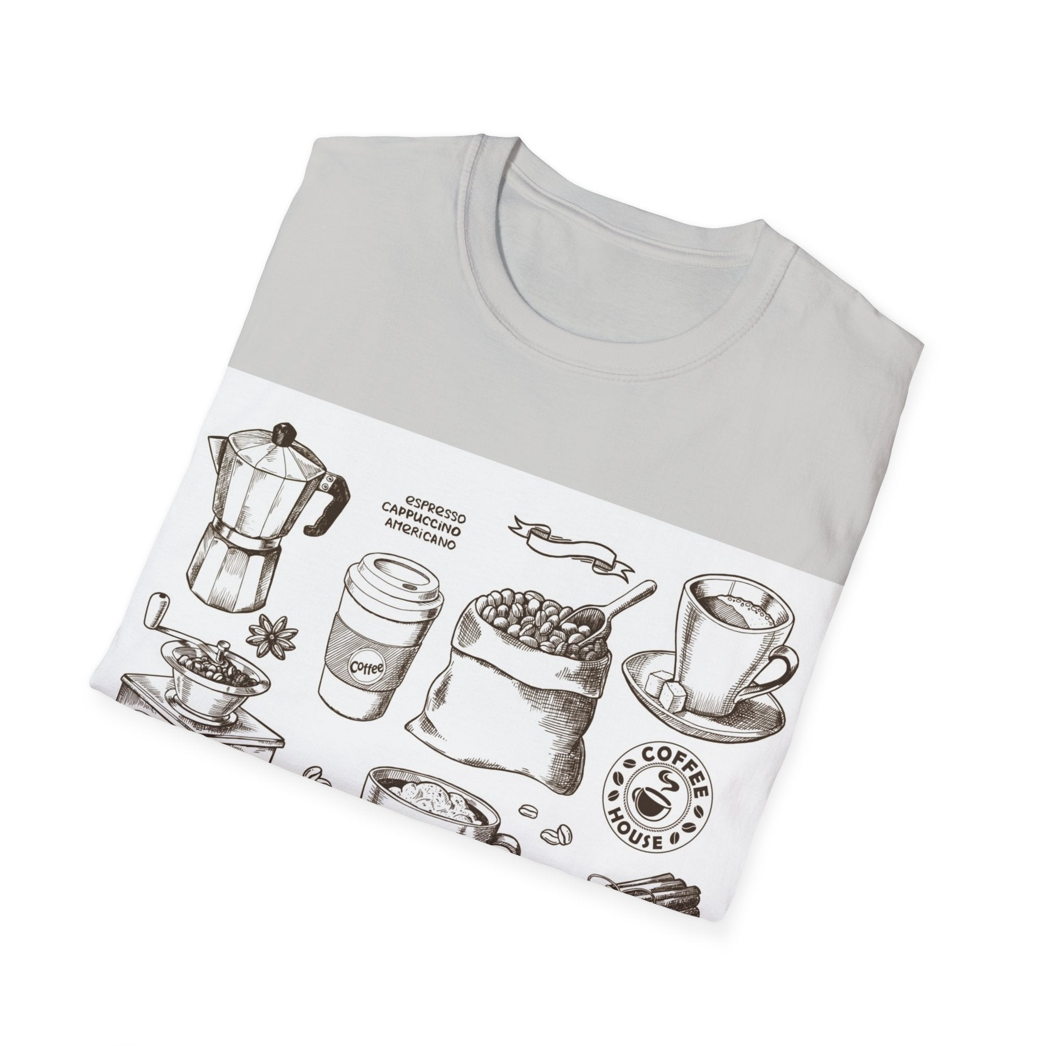 Coffee Lover T-Shirt — Chic Sketched Coffee Design