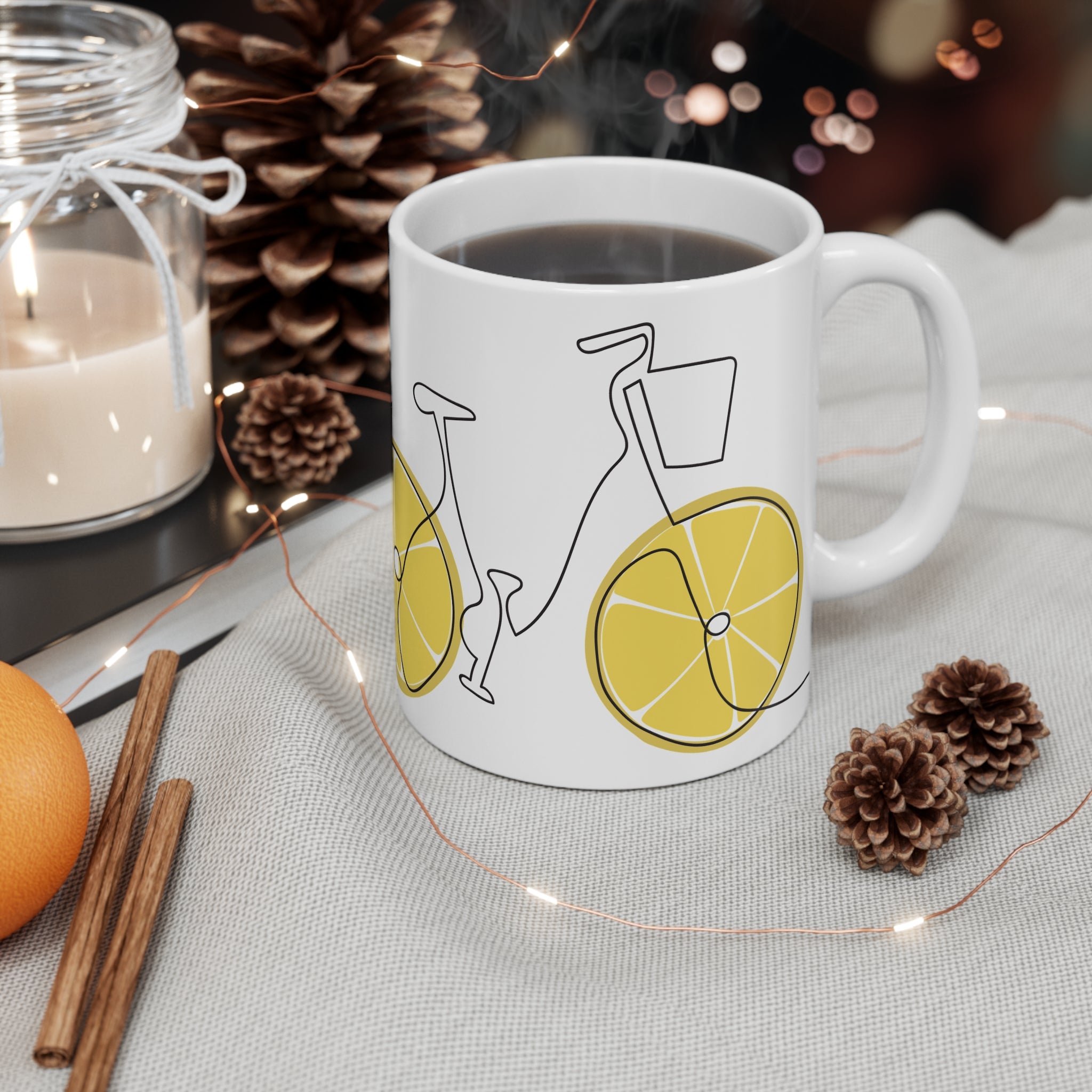 Cute Citrus Bike Mug - Coffee Cup (11 oz)