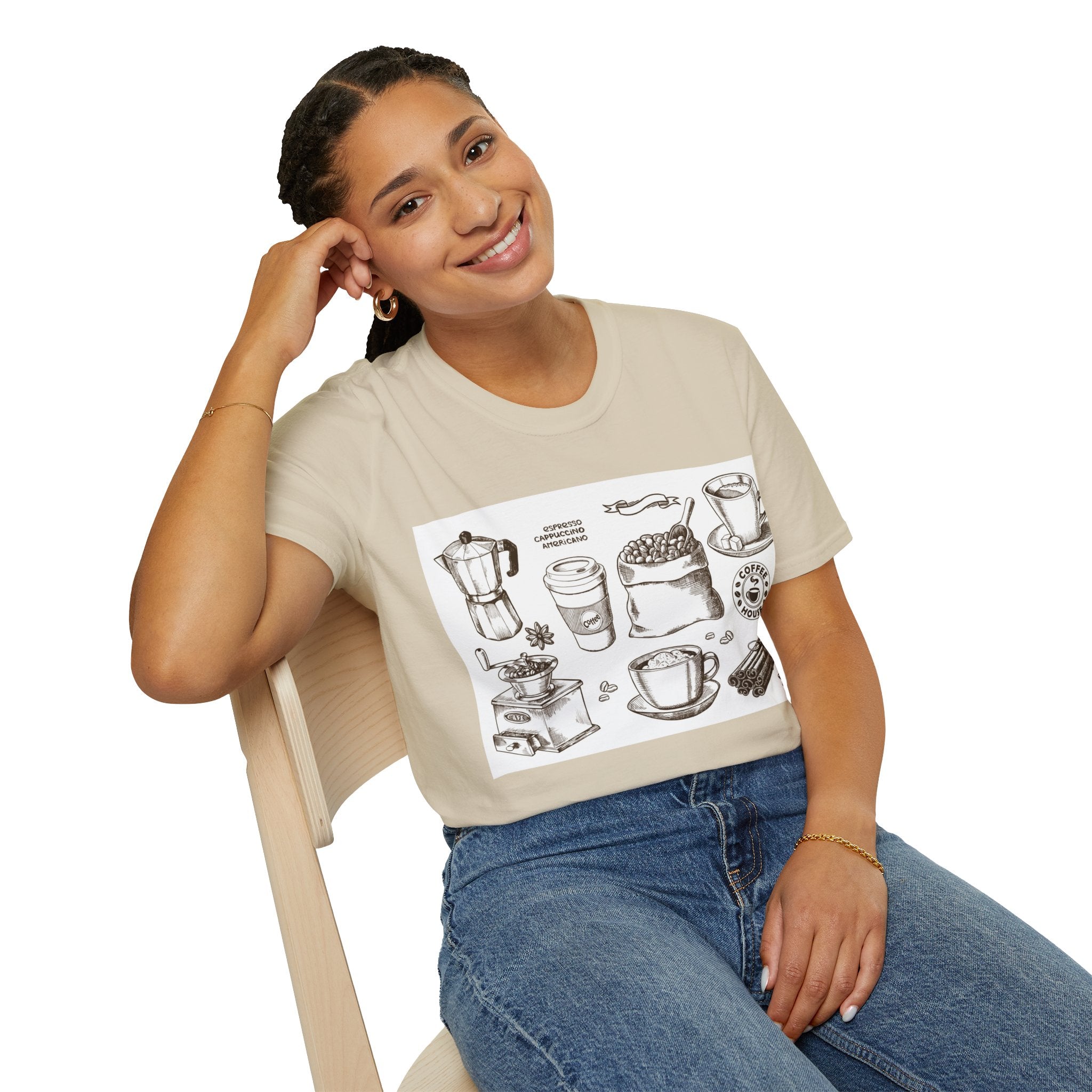 Coffee Lover T-Shirt — Chic Sketched Coffee Design